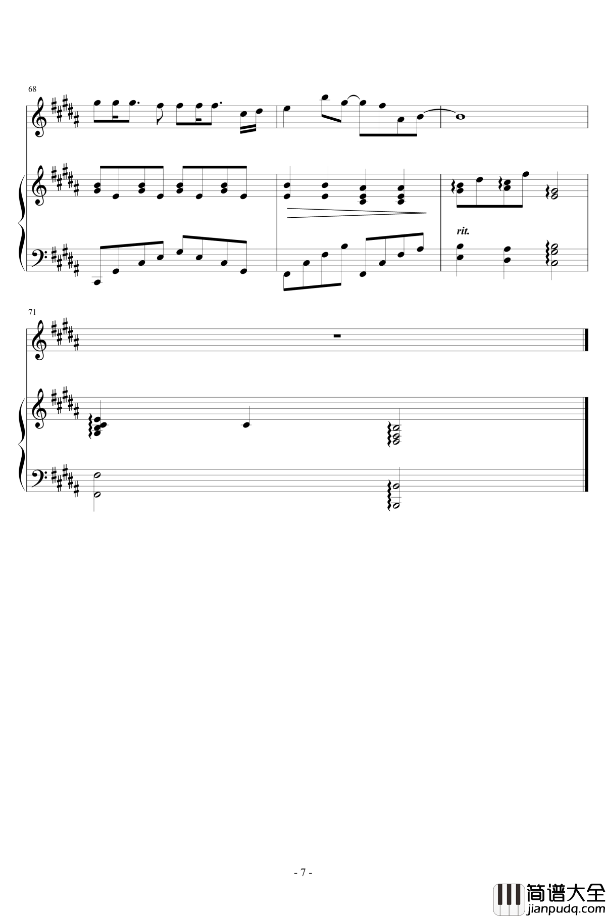 云烟成雨钢琴谱_完美伴奏版_房东的猫