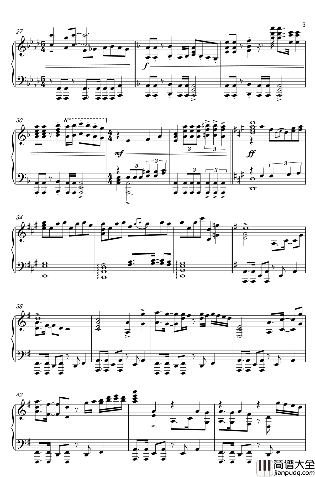 炎妃龙主题曲钢琴谱__World_version_怪物猎人世界_怪物猎人