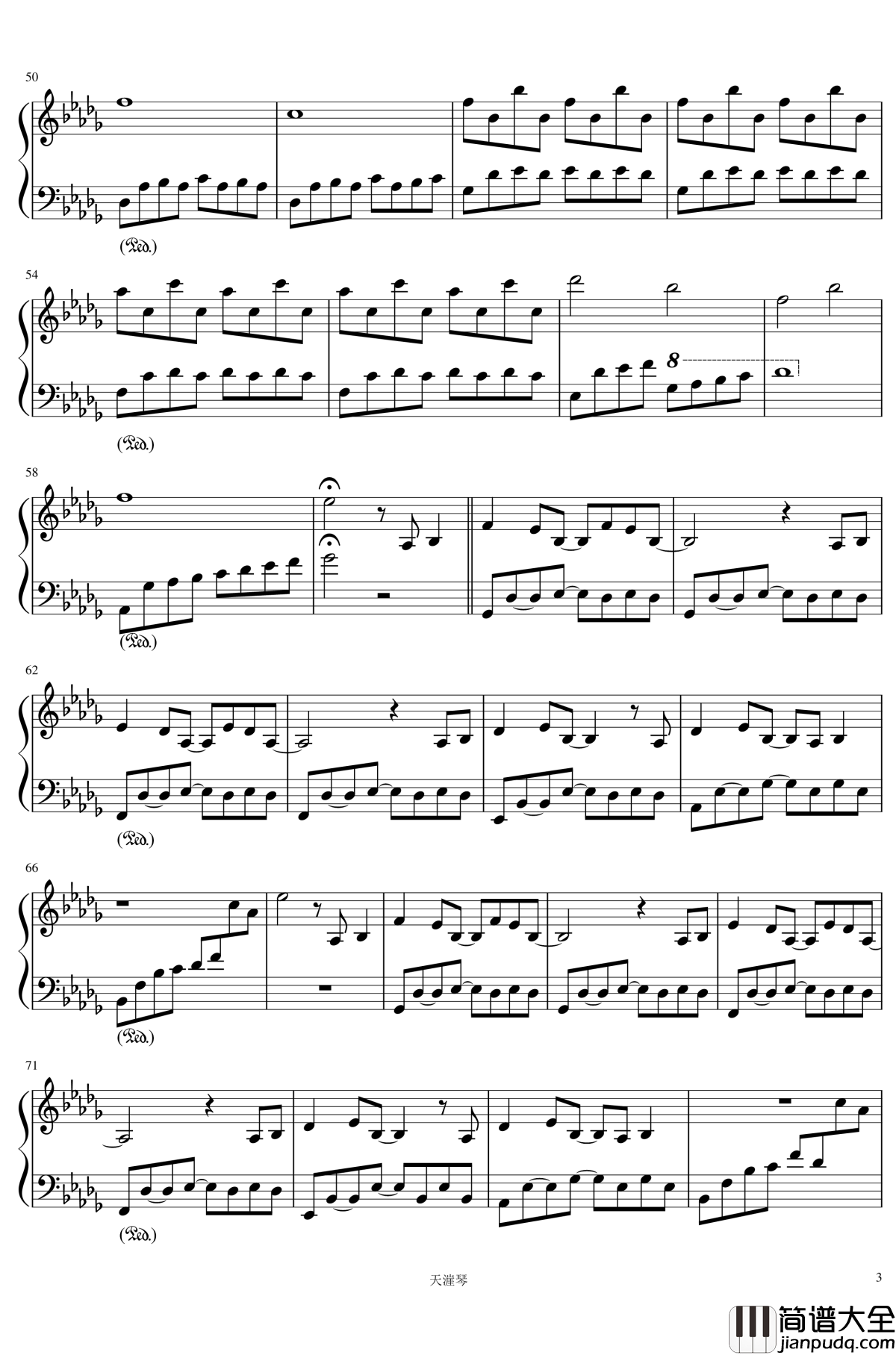 初雪钢琴谱_城之内ミサ