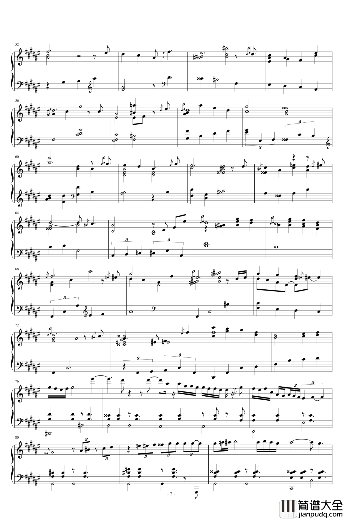 玫瑰人生钢琴谱_小野丽莎