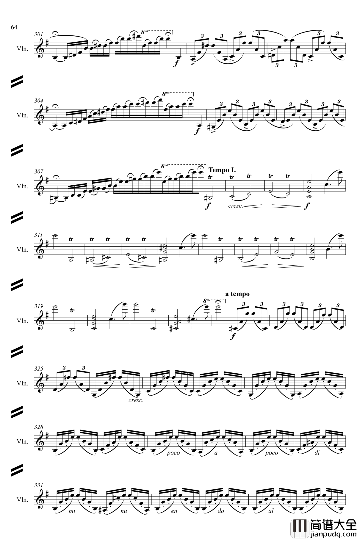 e小调小提琴协奏曲Op.64钢琴谱_第一乐章_门德尔松