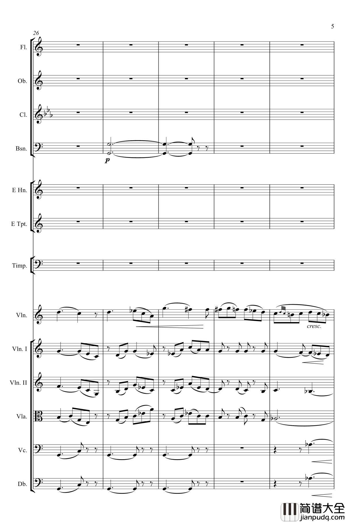 e小调小提琴协奏曲Op.64钢琴谱_第二乐章_Felix_Mendelssohn