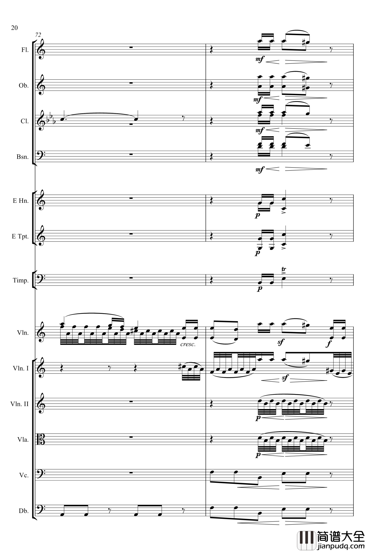 e小调小提琴协奏曲Op.64钢琴谱_第二乐章_Felix_Mendelssohn