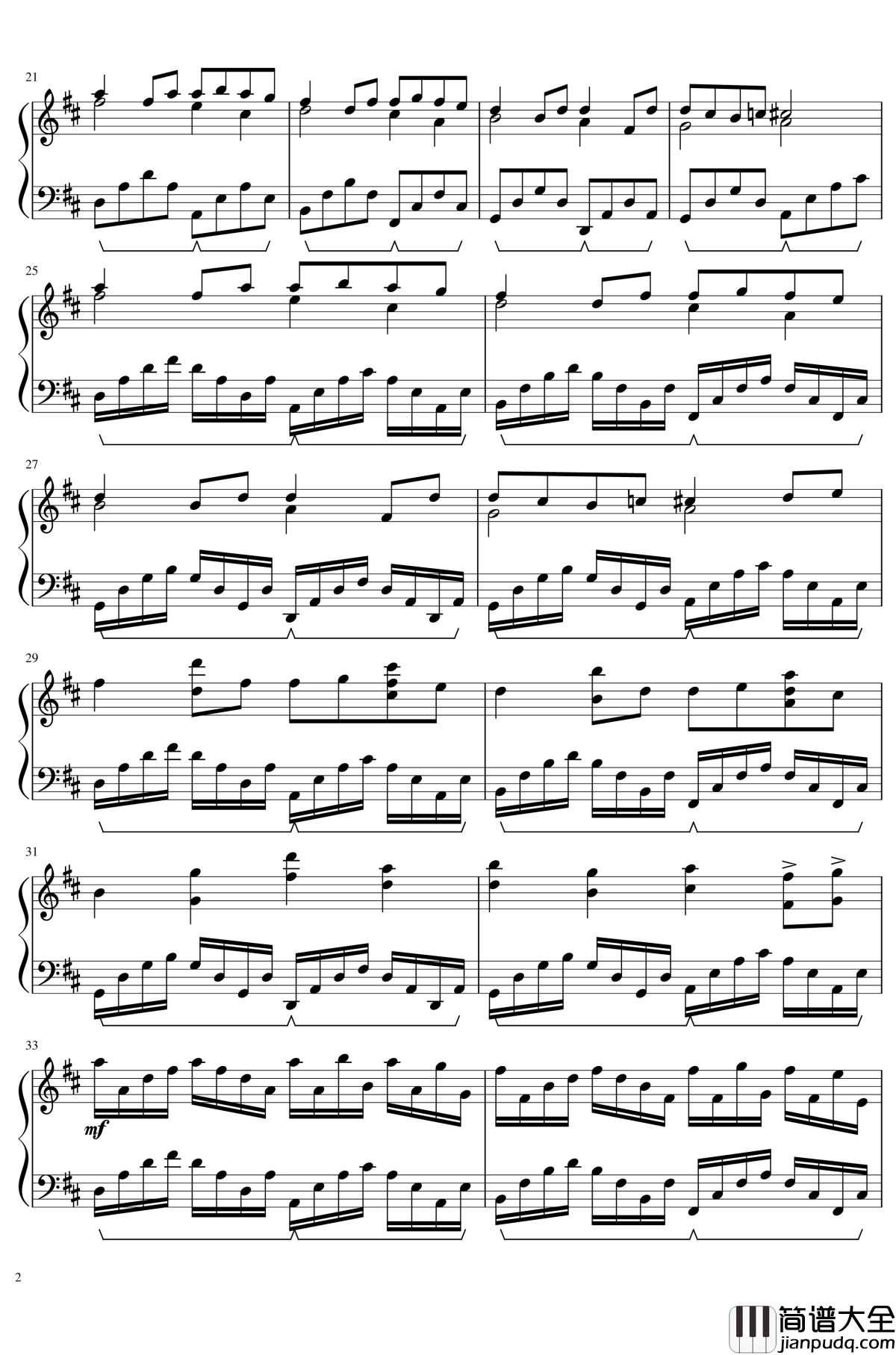 D大调卡农_钢琴谱_优美版_帕赫贝尔_Pachelbel