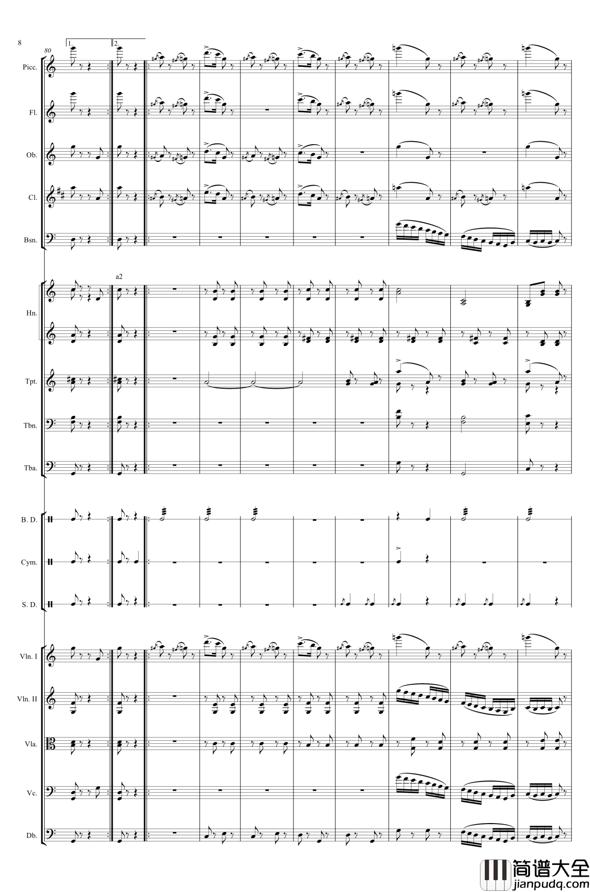 电闪雷鸣的快速波尔卡钢琴谱_Johann_Jr._Strauss