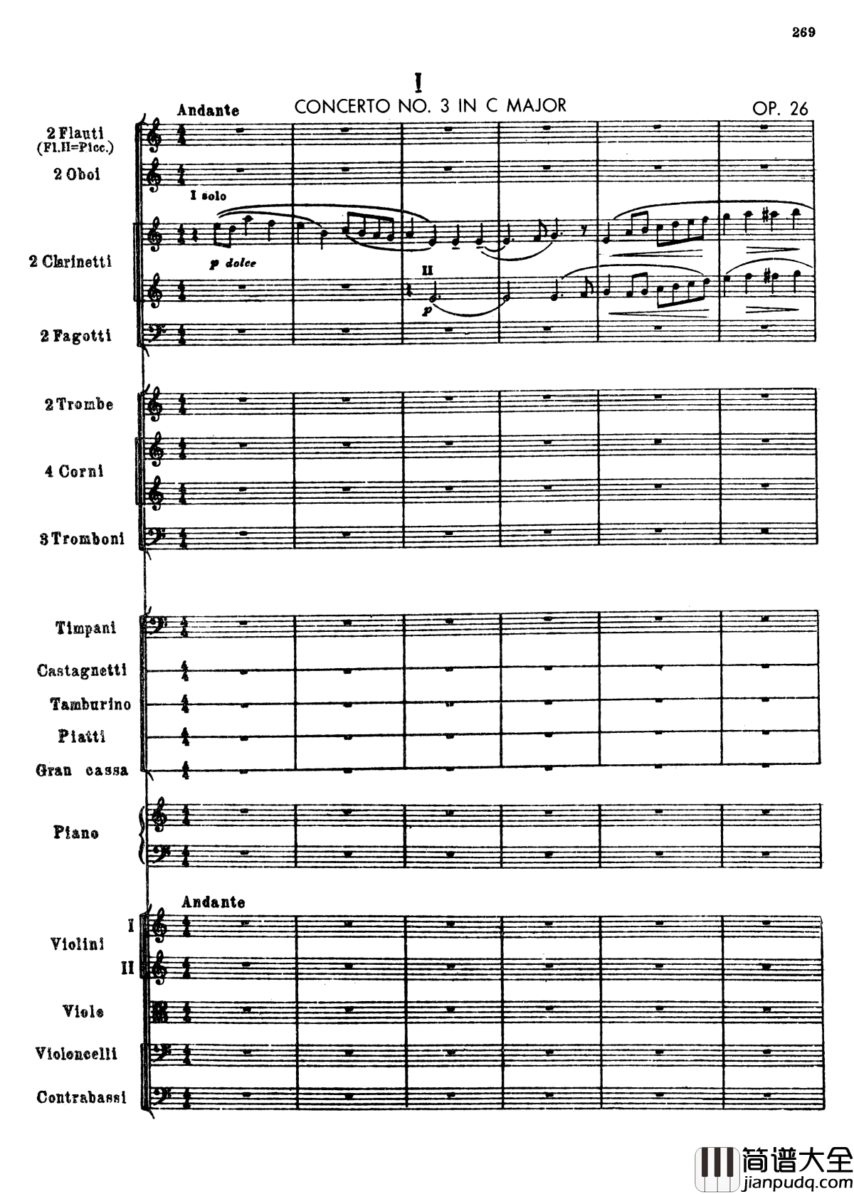 普罗科菲耶夫第三钢琴协奏曲钢琴谱_总谱_普罗科非耶夫