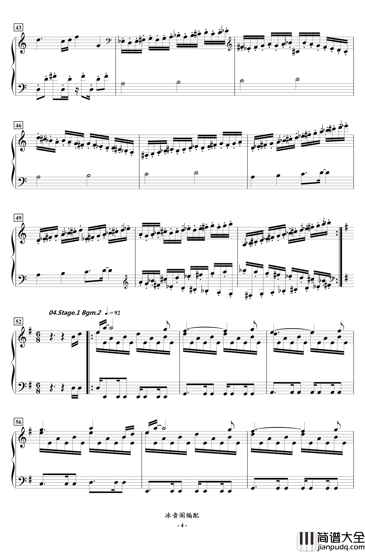 FC双截龙3代钢琴联奏钢琴谱_红白机