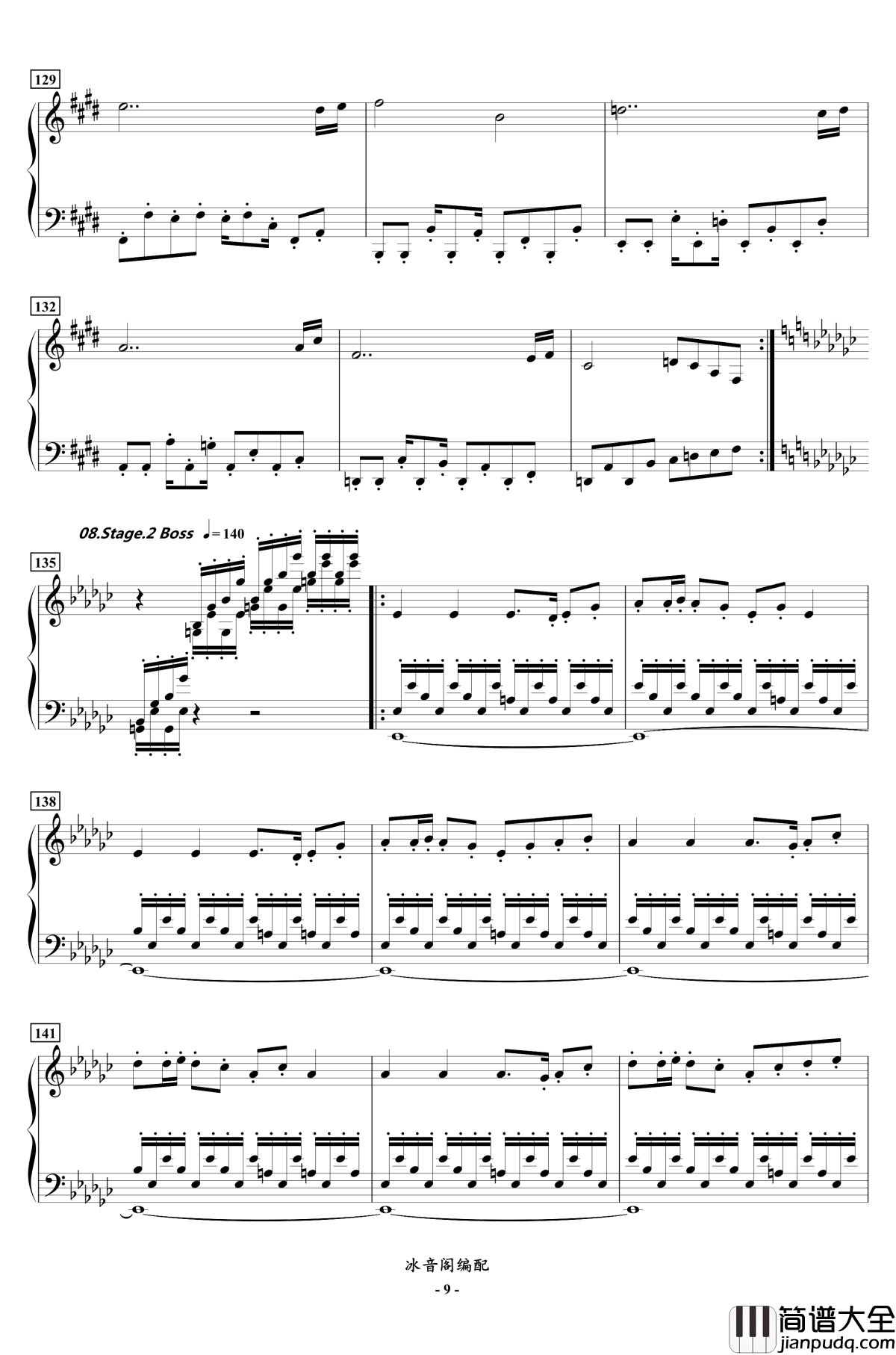 FC双截龙3代钢琴联奏钢琴谱_红白机