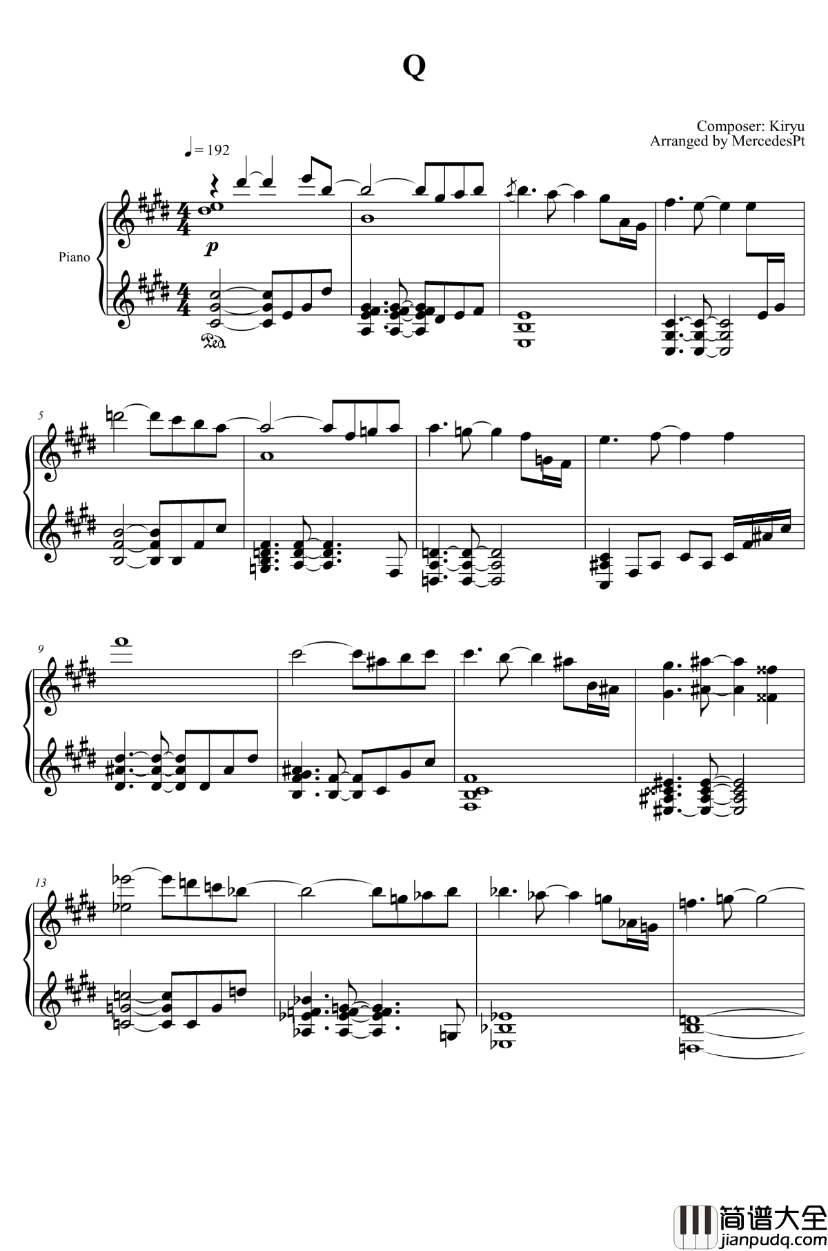 Q___Kiryu_钢琴谱_硫酸ポリオミノ_Kiryu