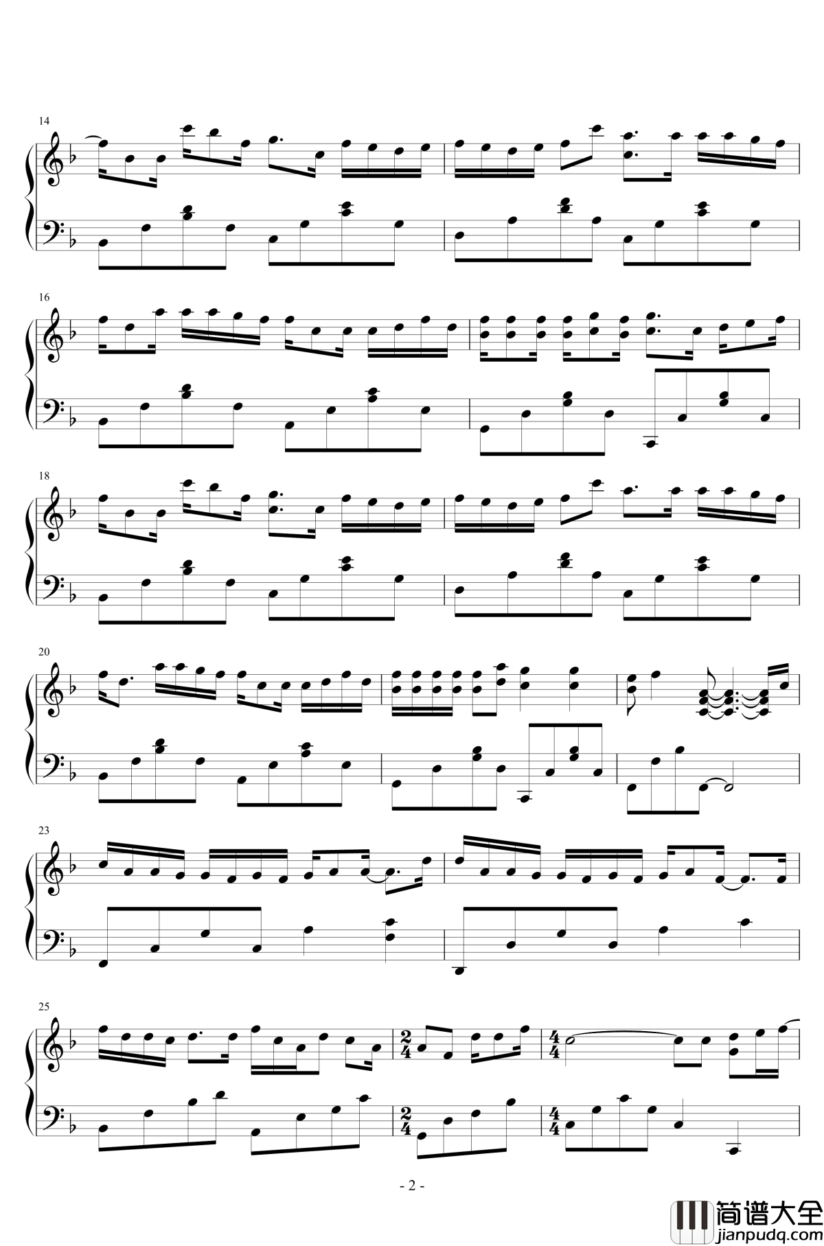 失忆钢琴谱_原声独奏_图小图