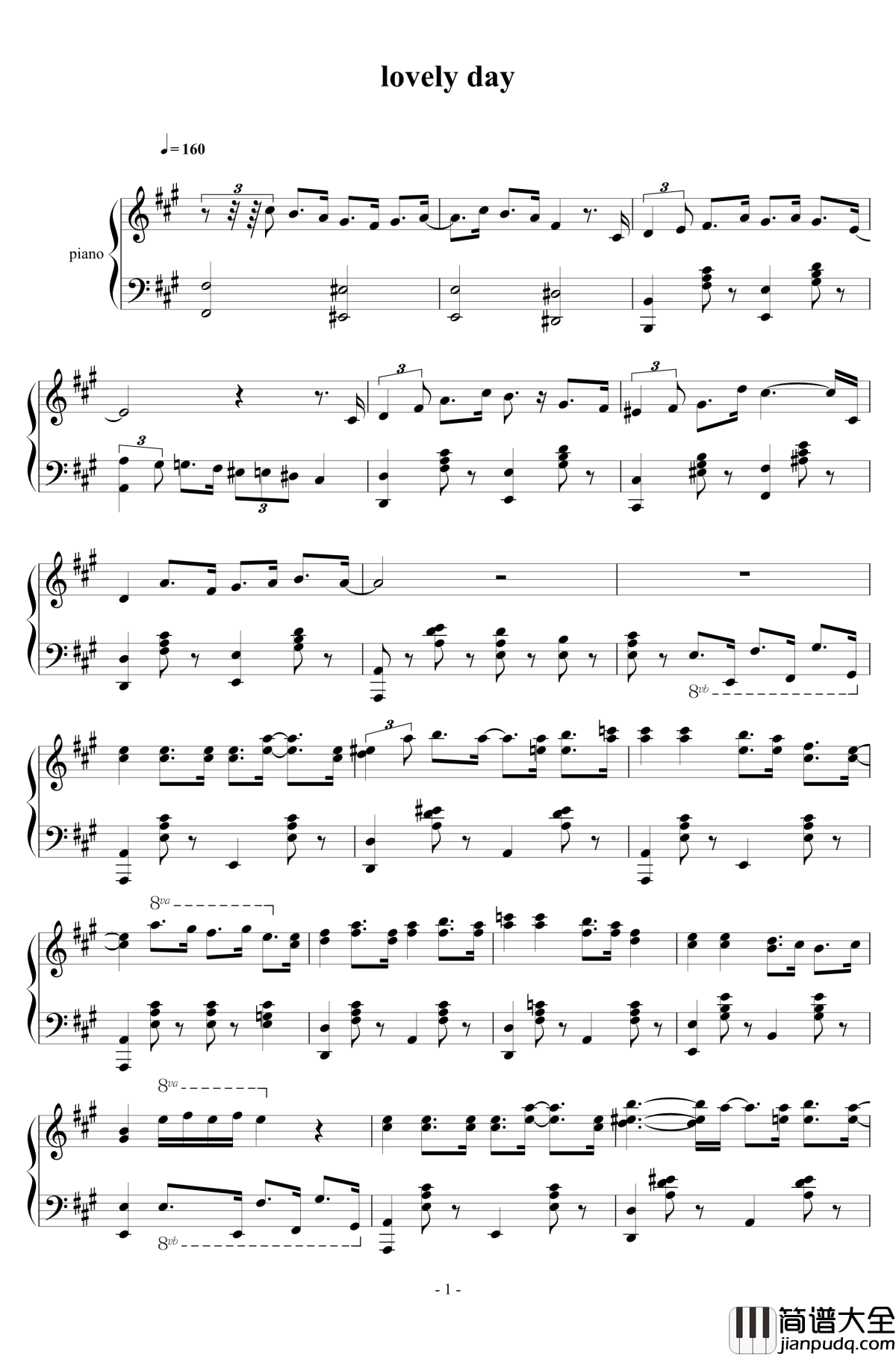 lovely_day钢琴谱_peterkingily