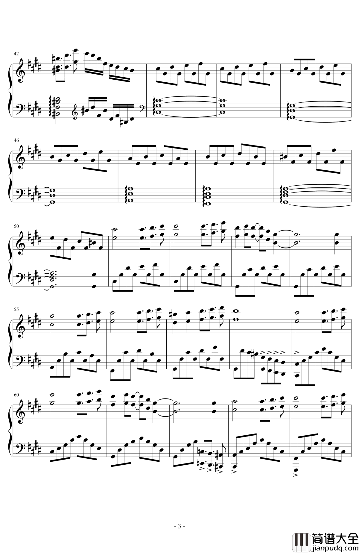 夜想曲钢琴谱_原曲：信仰は儚き人間の為に_东方风神录