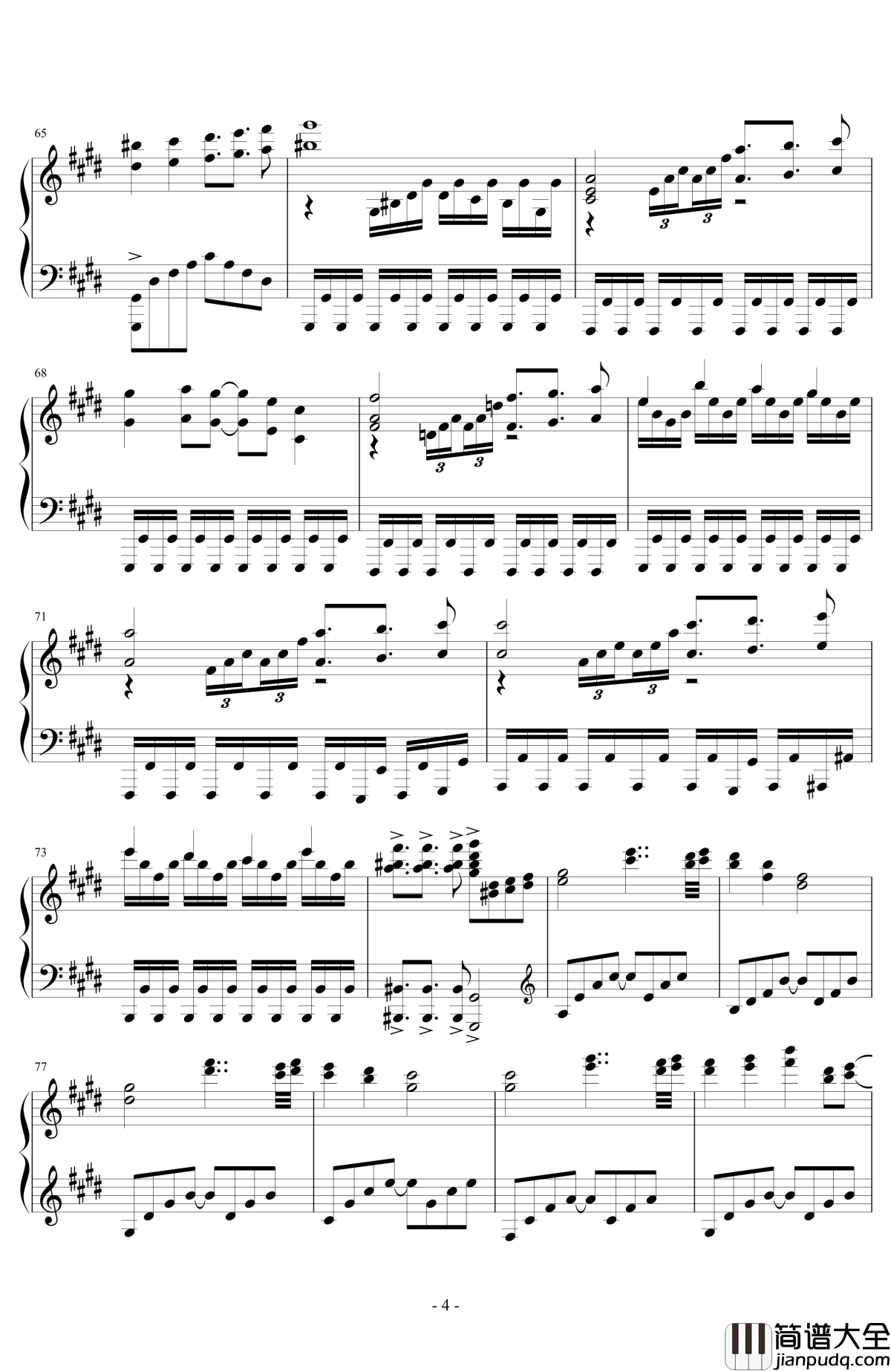 夜想曲钢琴谱_原曲：信仰は儚き人間の為に_东方风神录