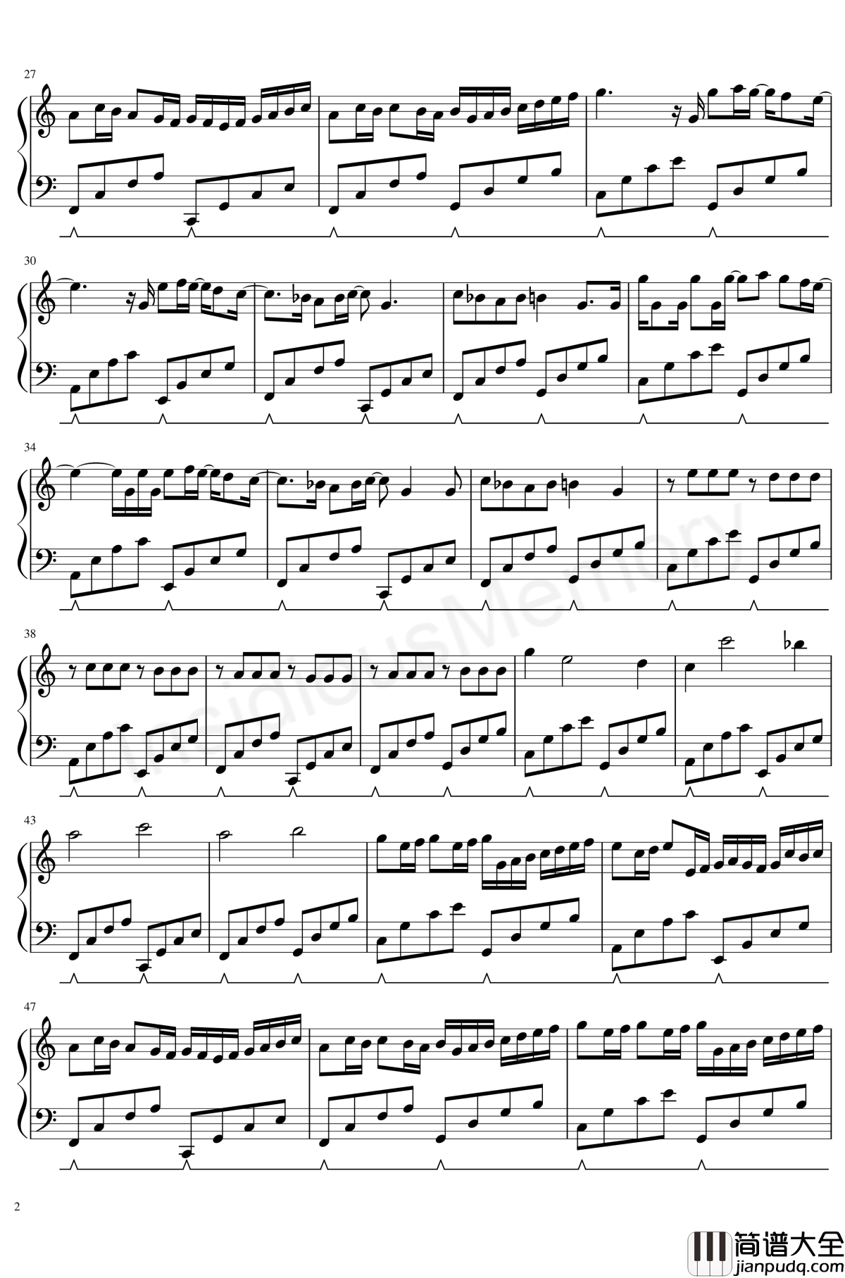 卡农钢琴谱_Brian_Crain