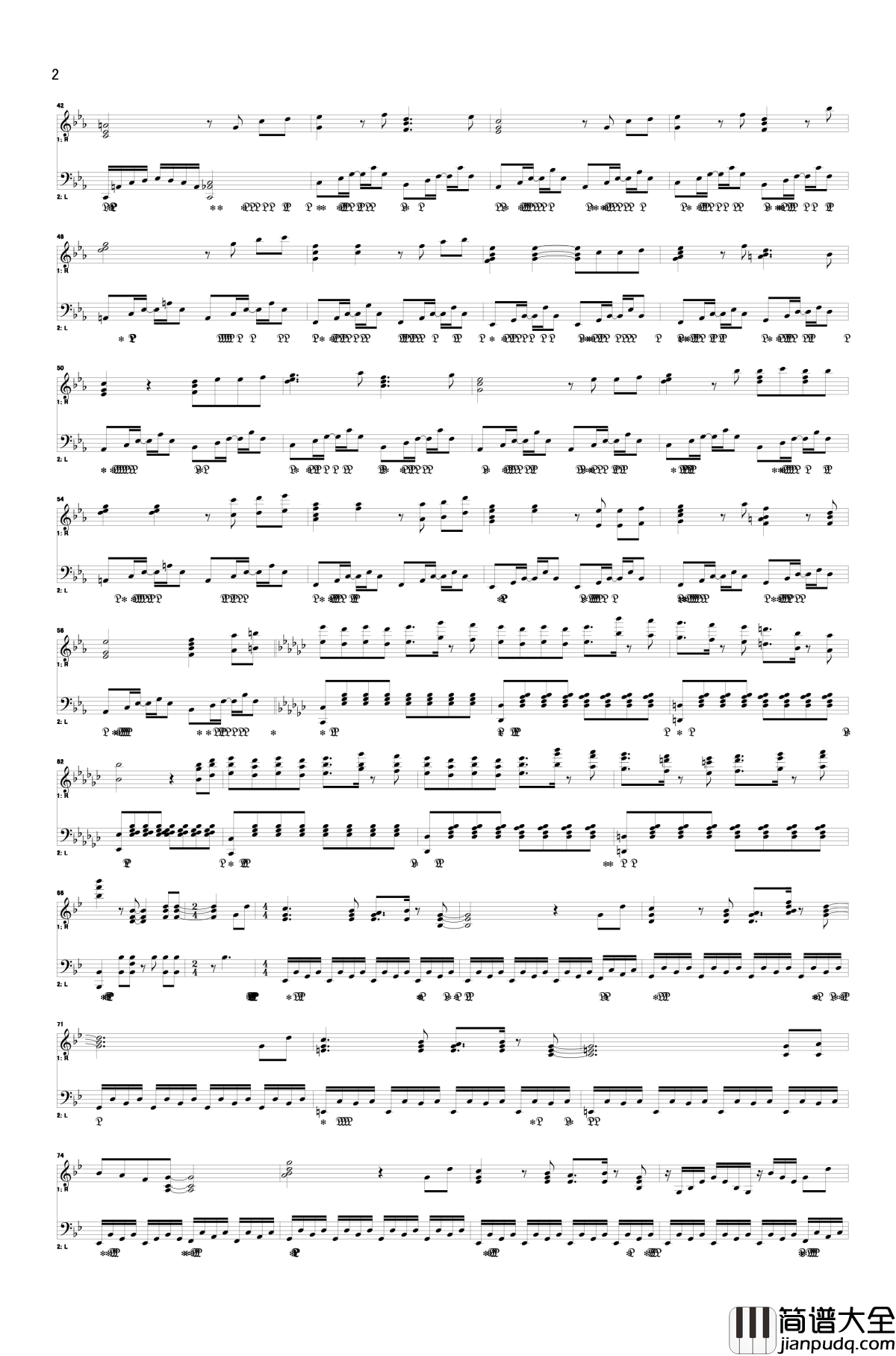 献给逝去公主的七重奏钢琴谱_东方红魔乡_东方project