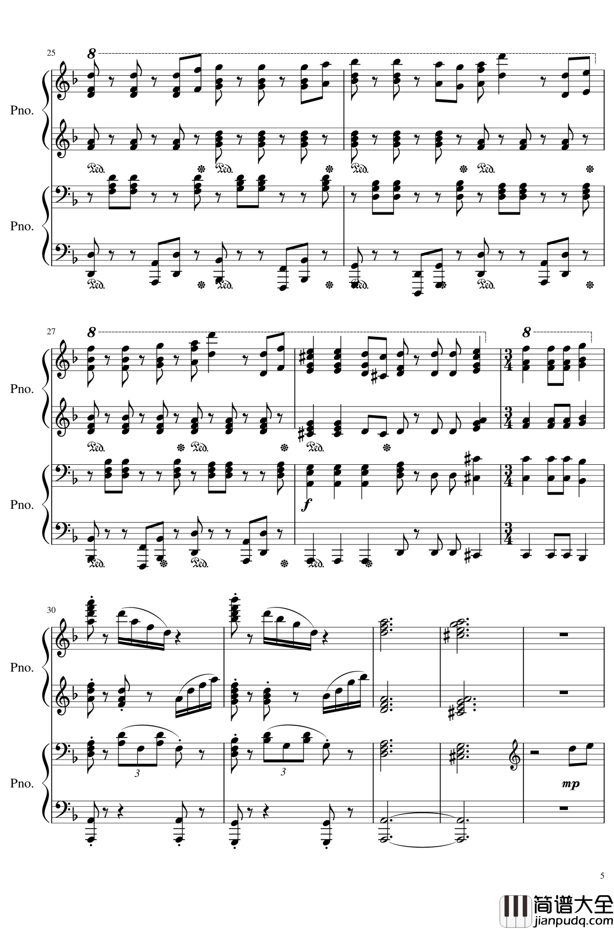 加勒比海盗钢琴谱_Rube、Anser改编