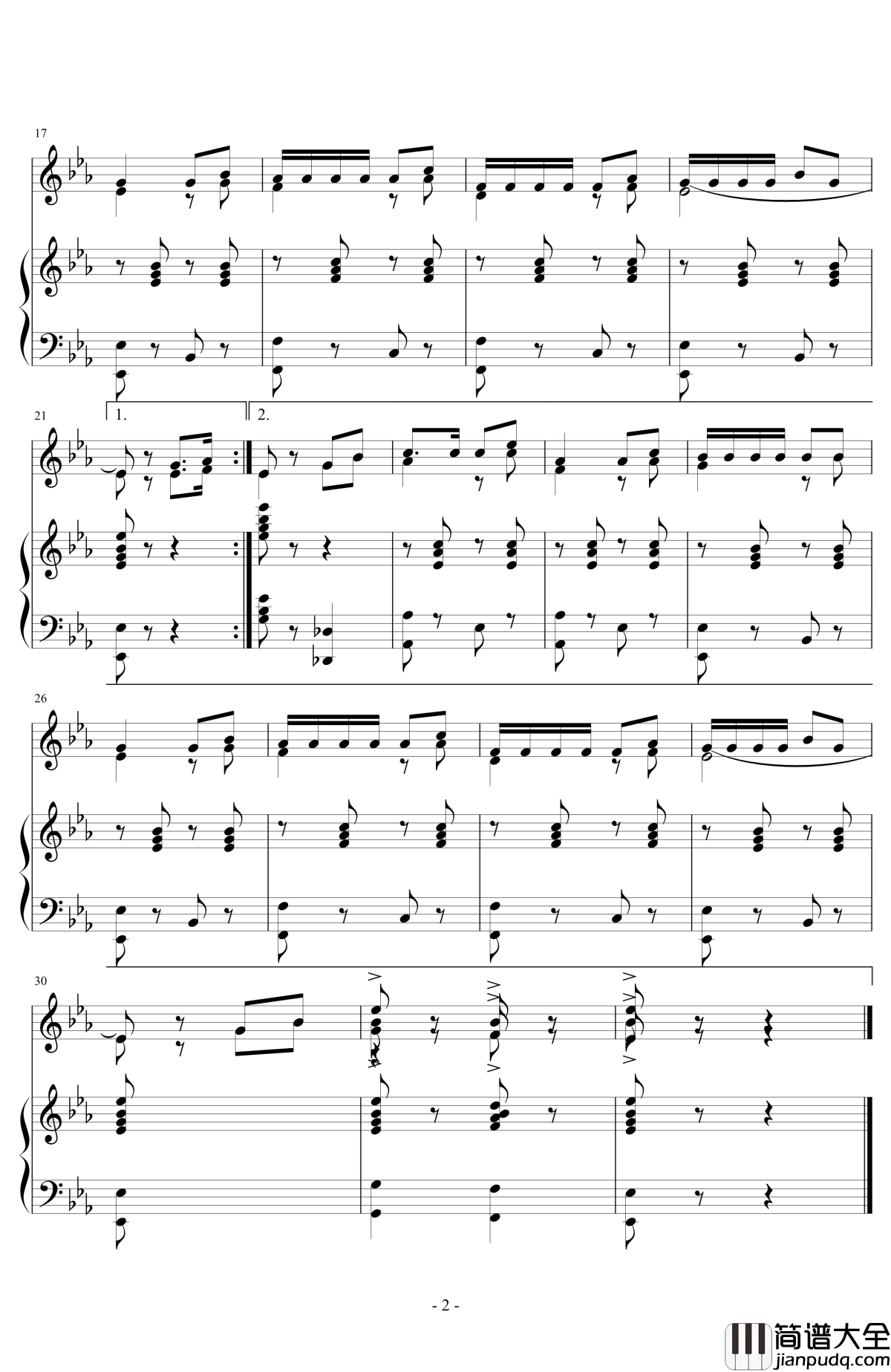 美丽的村庄钢琴谱_世界名曲