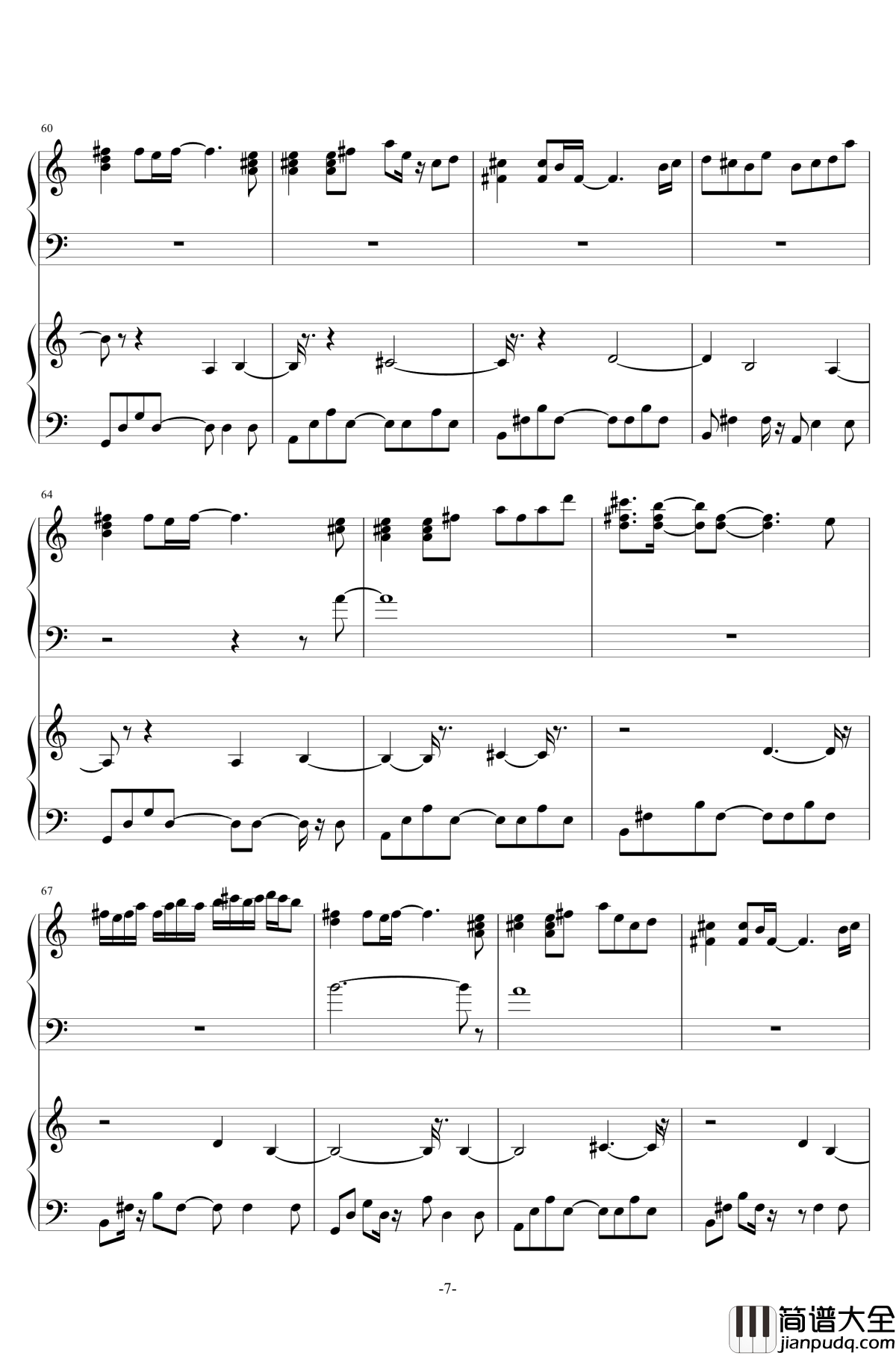 鸟之诗钢琴谱_唯美版_折戸伸治