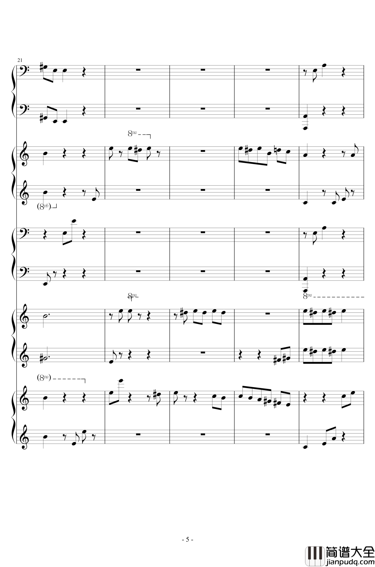 献给爱丽丝钢琴谱_合奏版_贝多芬_beethoven