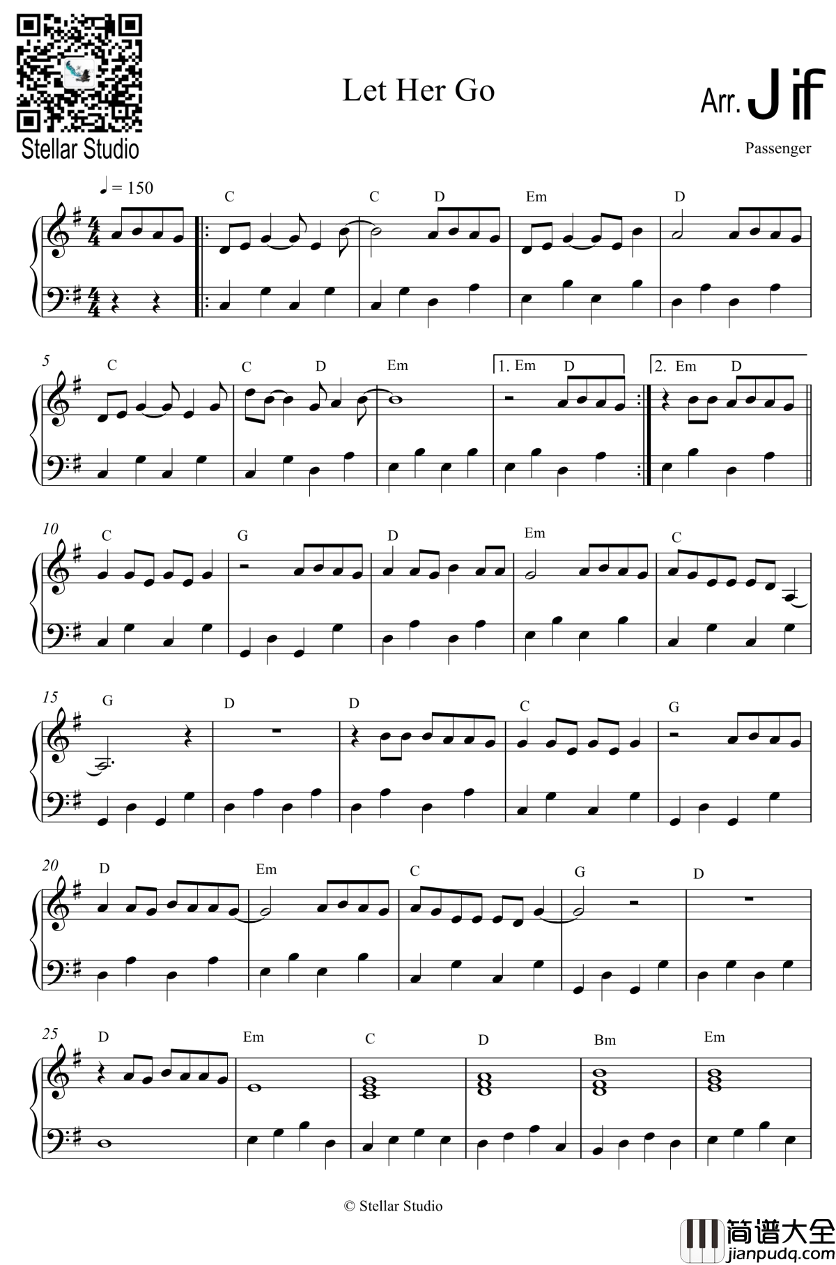 Let_Her_Go钢琴谱_Passenger