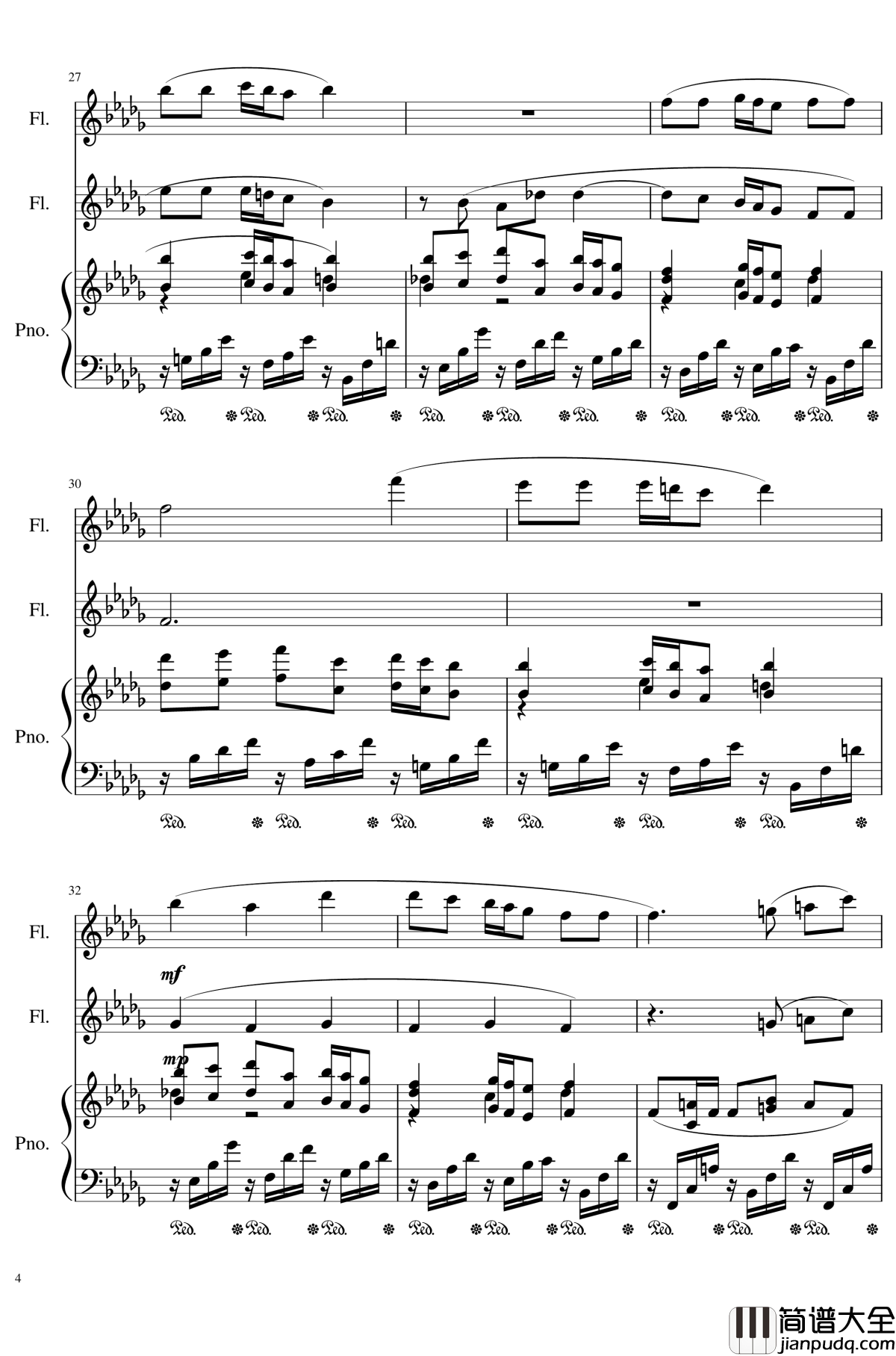 Faure:Clair_de_lune,_Op.46_No.2钢琴谱_福雷_Arr.Rube