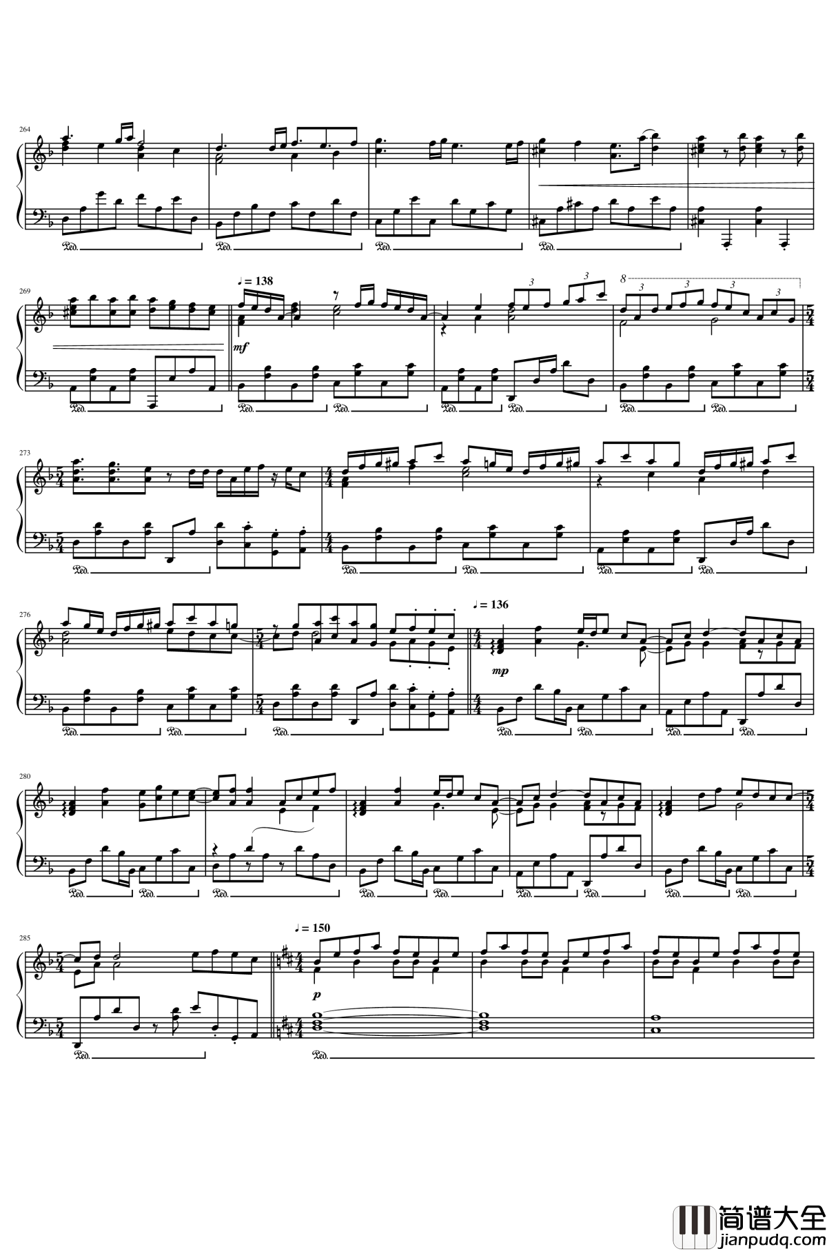 东方开场曲串烧钢琴谱_东方project