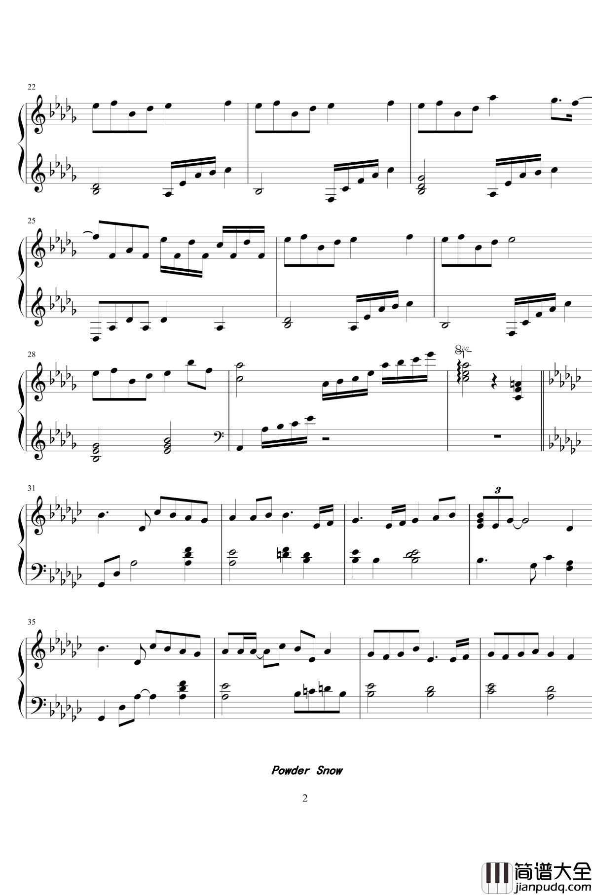 Powder_Snow钢琴谱_白色相簿2