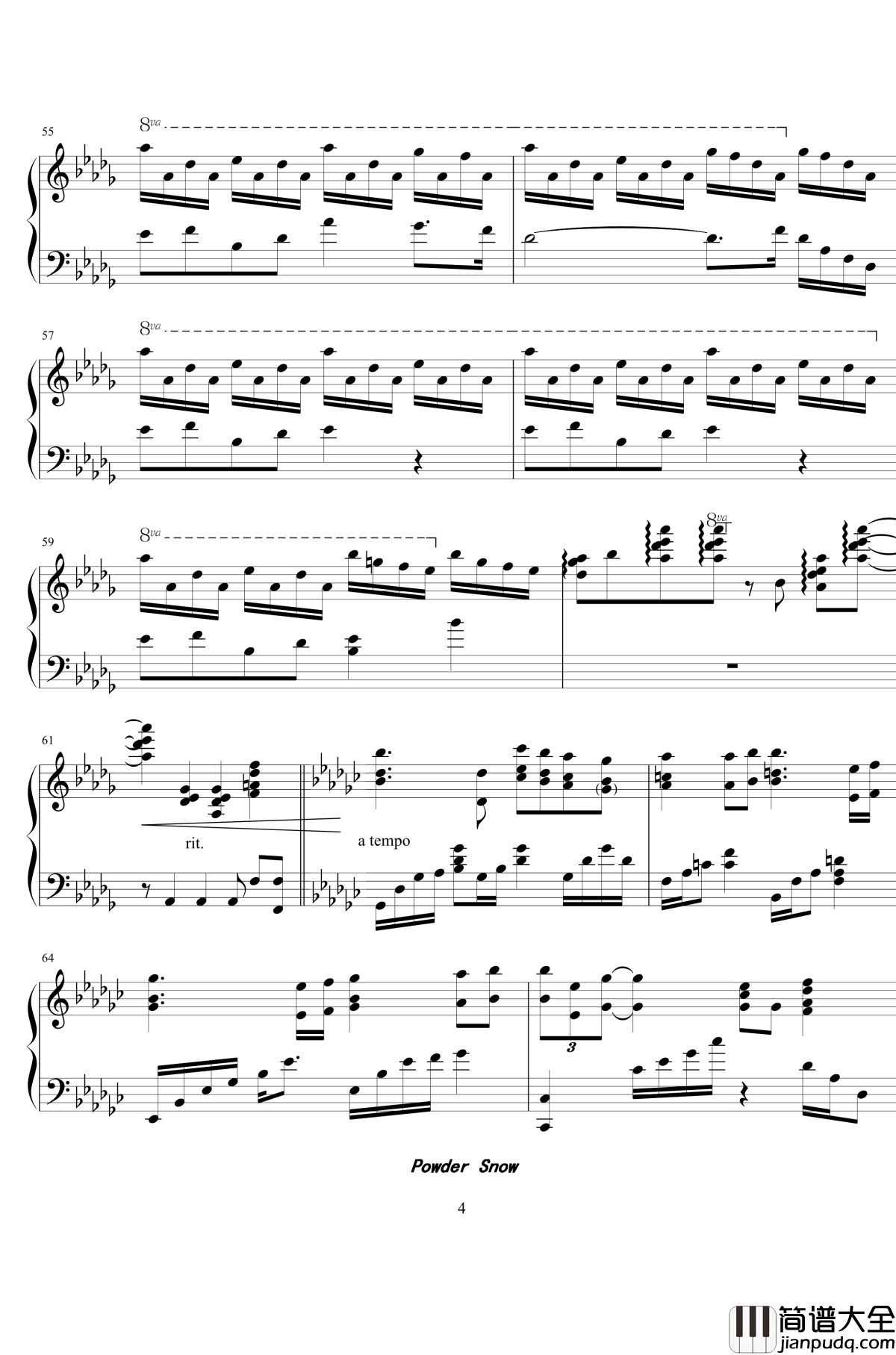 Powder_Snow钢琴谱_白色相簿2