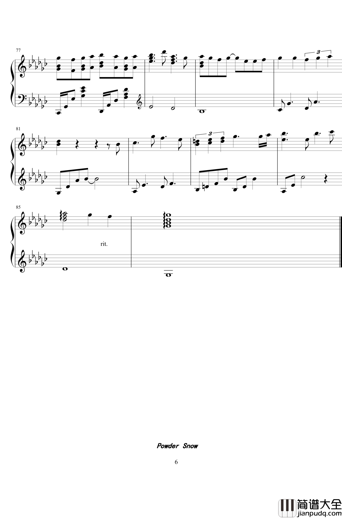 Powder_Snow钢琴谱_白色相簿2