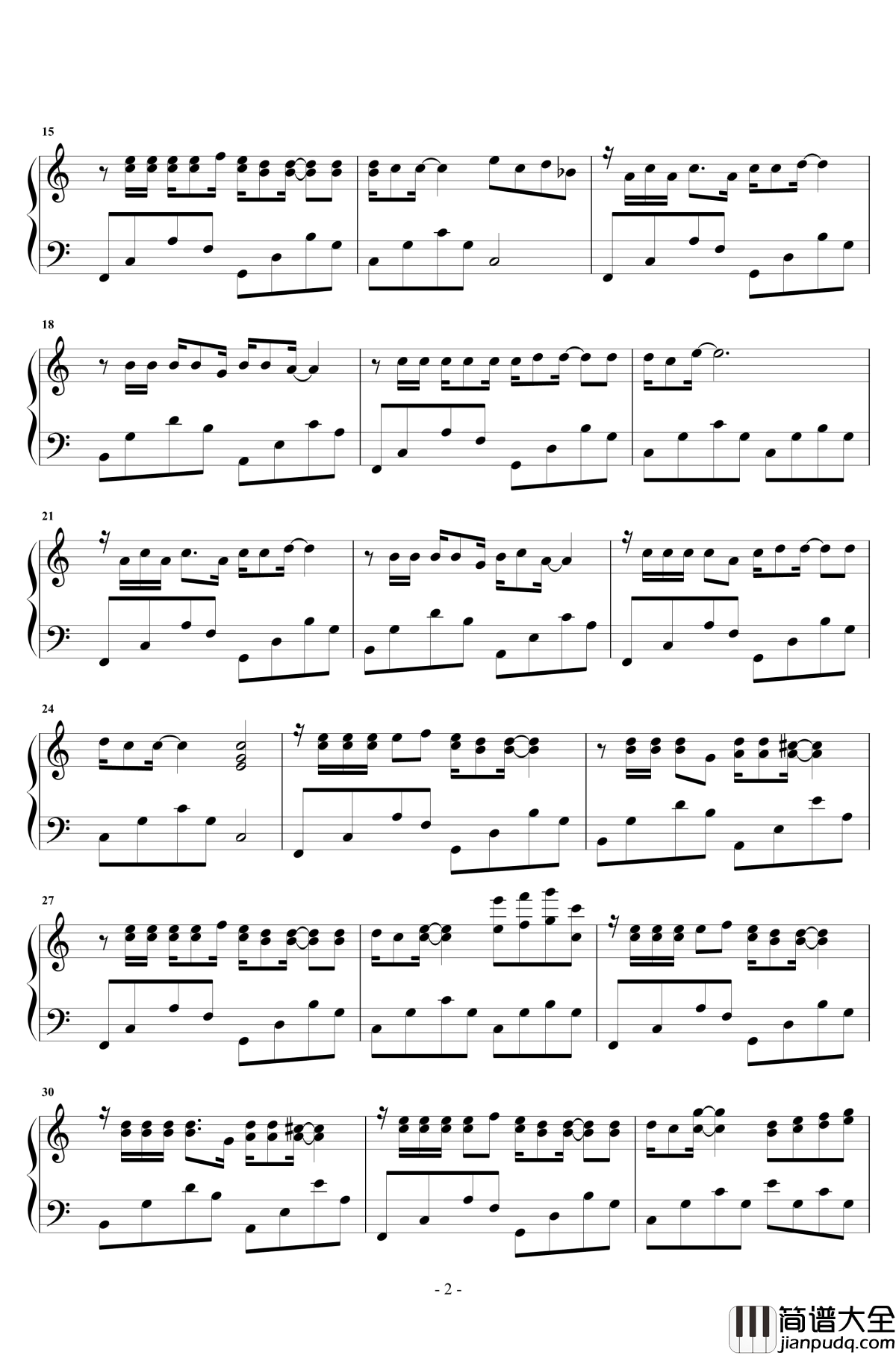 奇妙能力歌钢琴谱_华丽独奏_陈粒