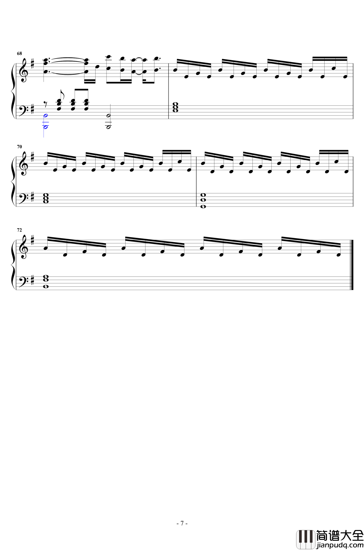 漂流钢琴谱_张碧晨