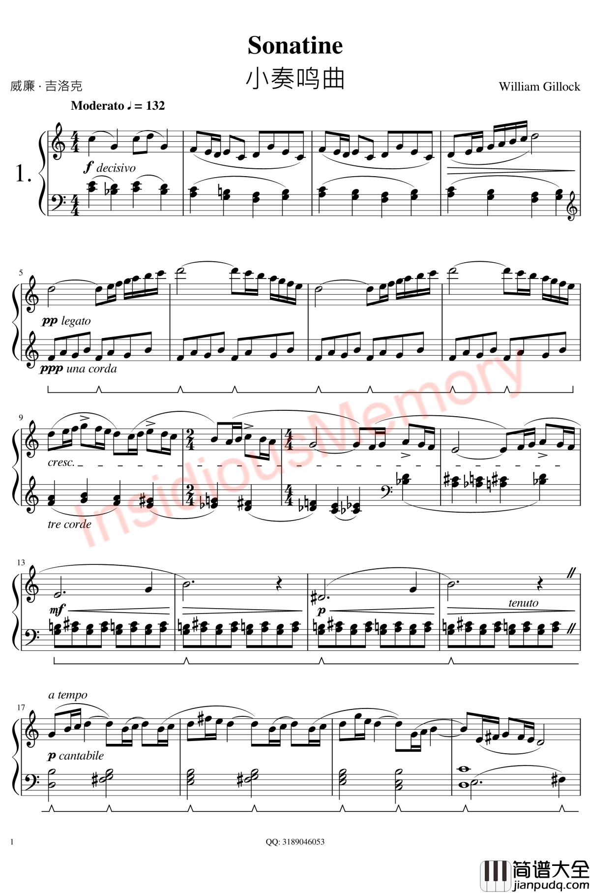小奏鸣曲钢琴谱_威廉_·_吉洛克_William_Gillock