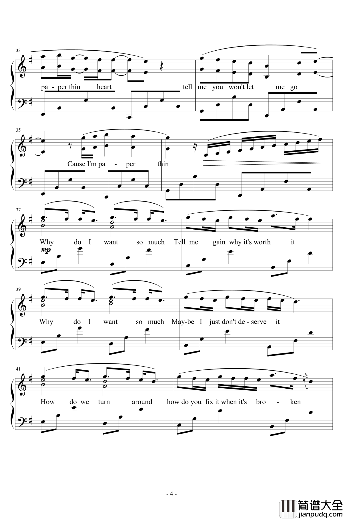 _Paper_Thin_Heart钢琴谱_Susan_Calloway