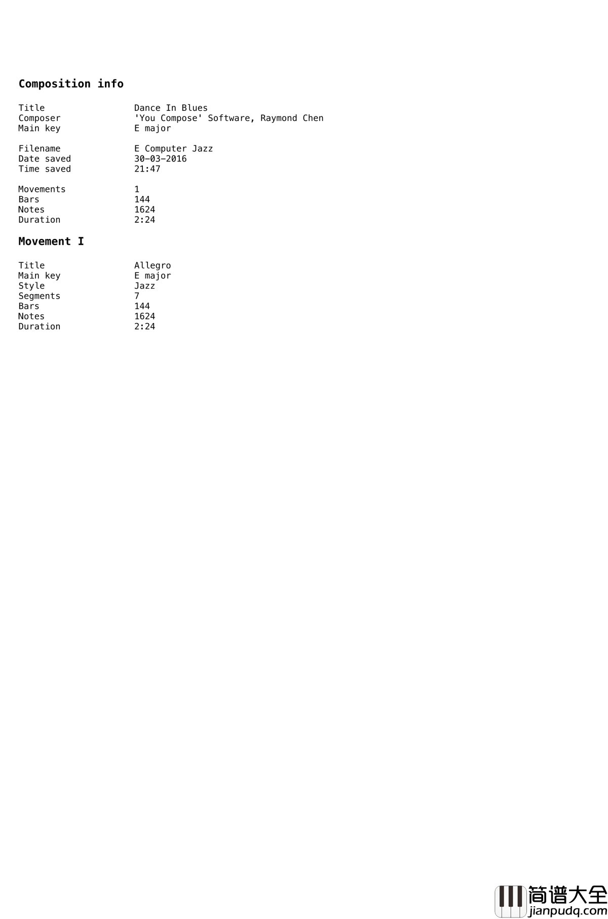 Dance_in_Blues钢琴谱_陈文戈