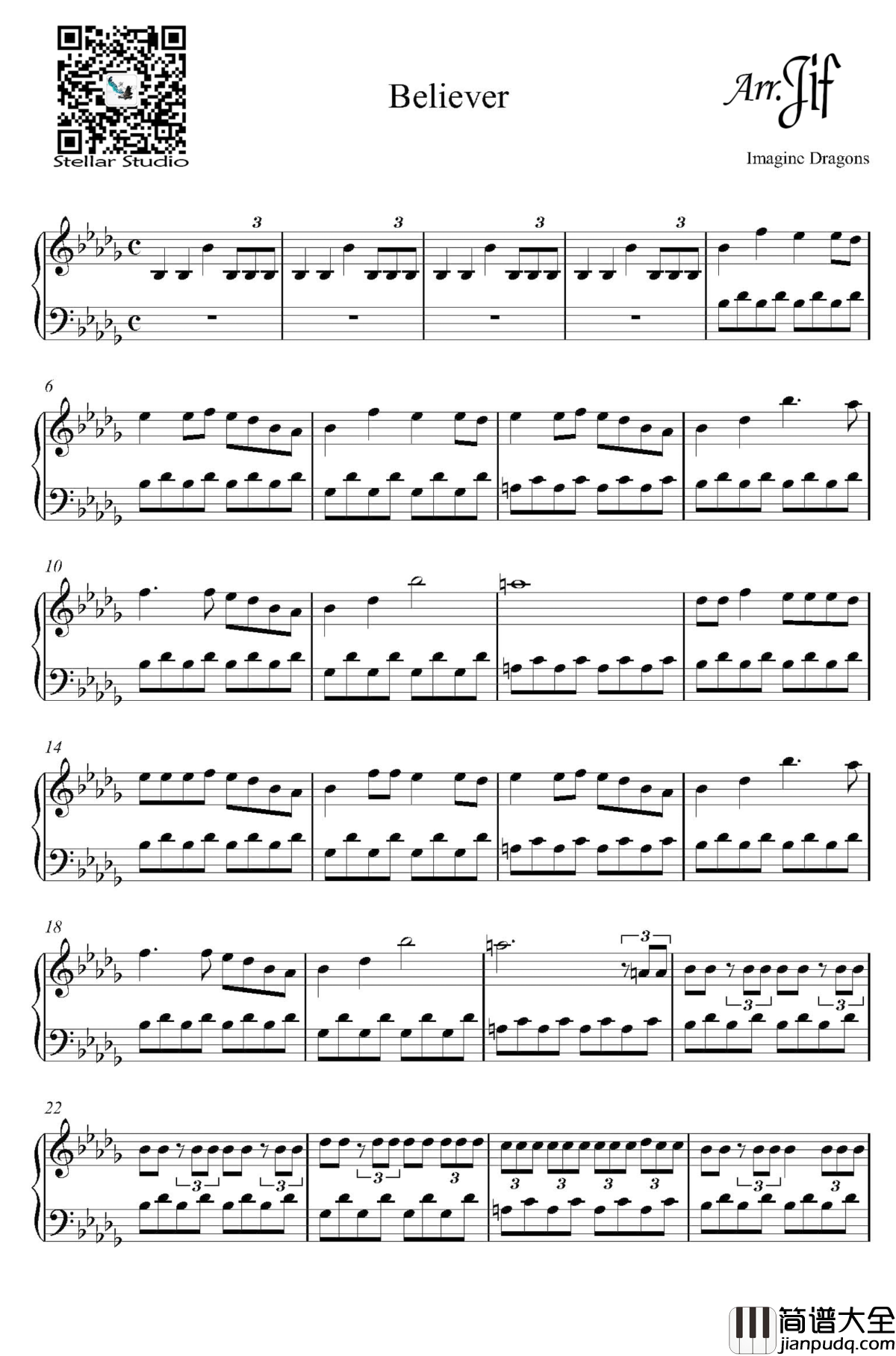Believer钢琴谱_Imagine_Dragons