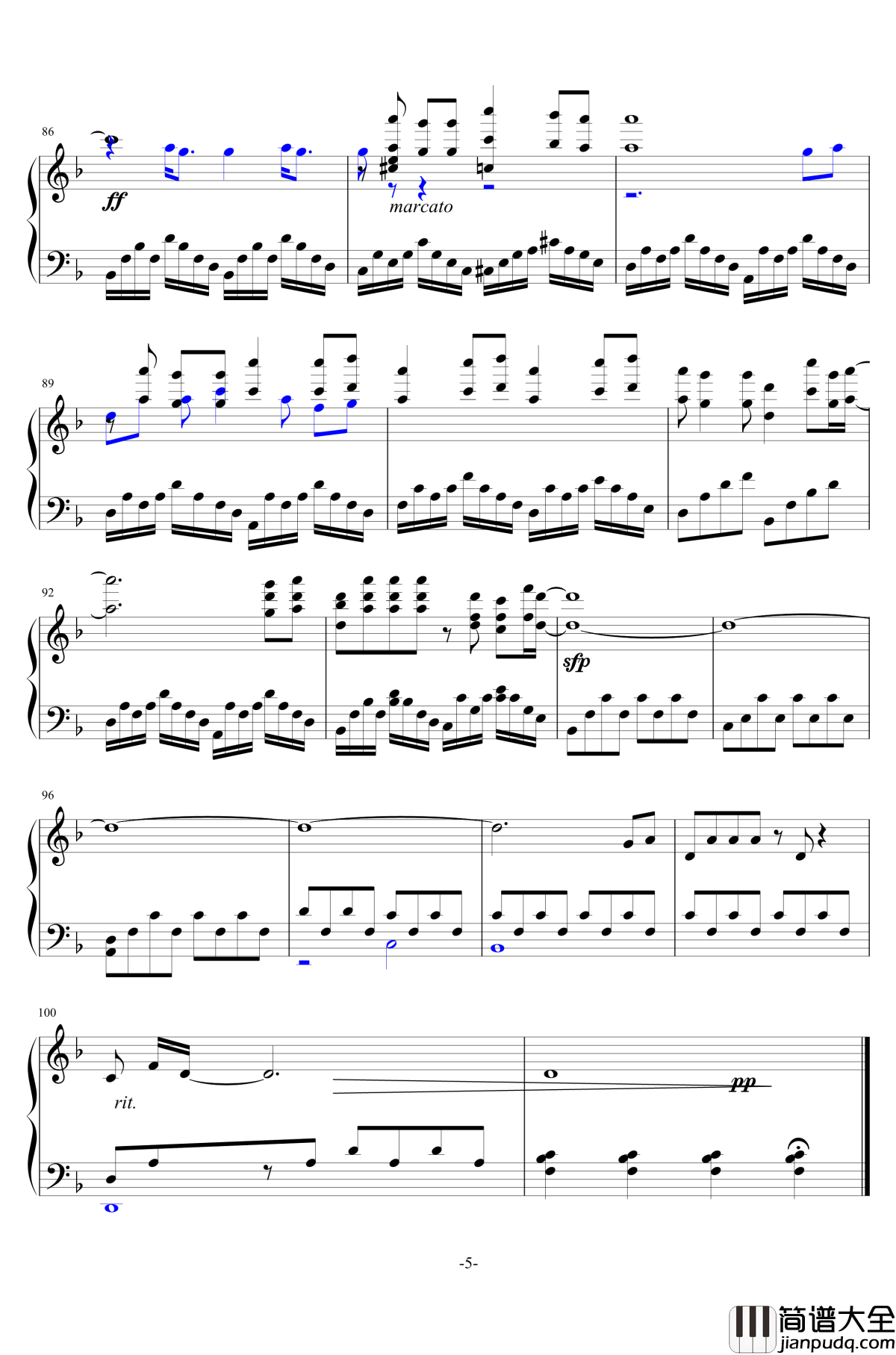 山海钢琴谱_华晨宇