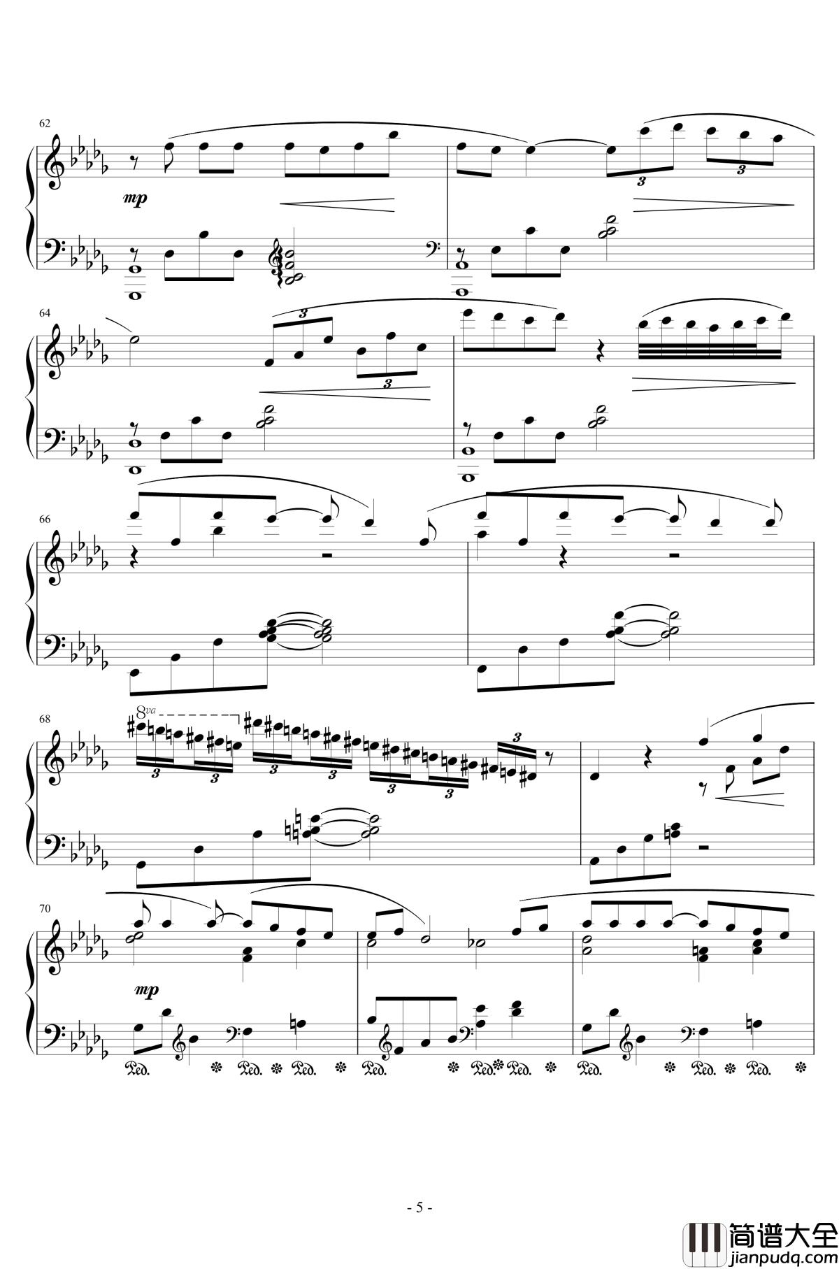 いのちの名前钢琴谱_李小熊改编_広橋真紀子