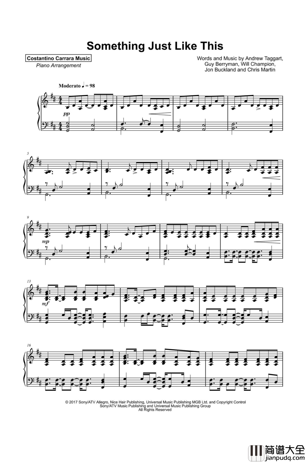 Something_Just_Like_This钢琴谱_The_Chainsmokers/Coldplay