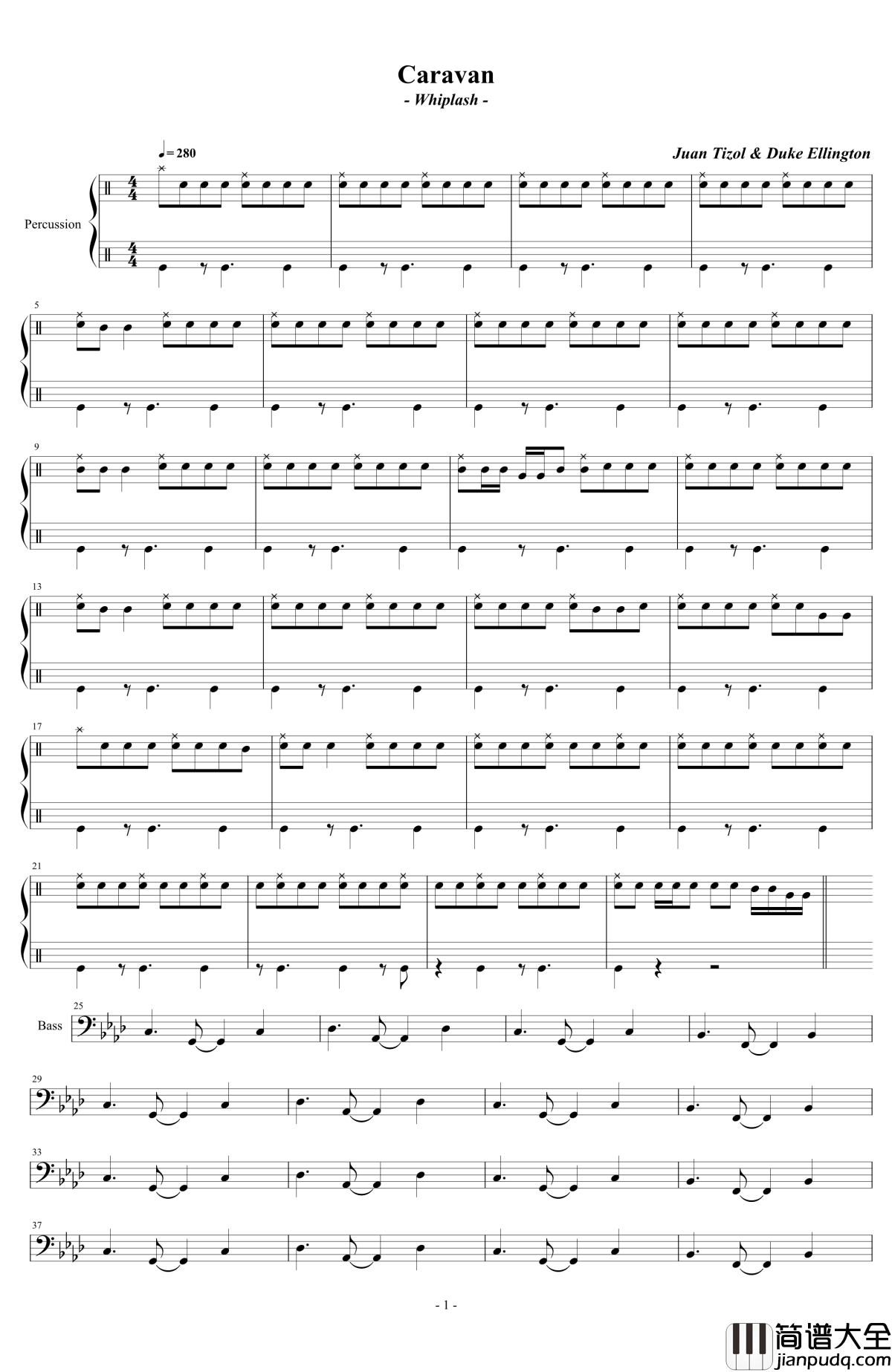 Caravan钢琴谱_爆裂鼓手