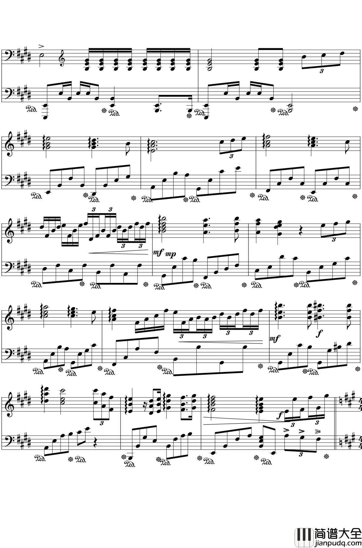 蓝色的呼唤钢琴谱_克莱德曼