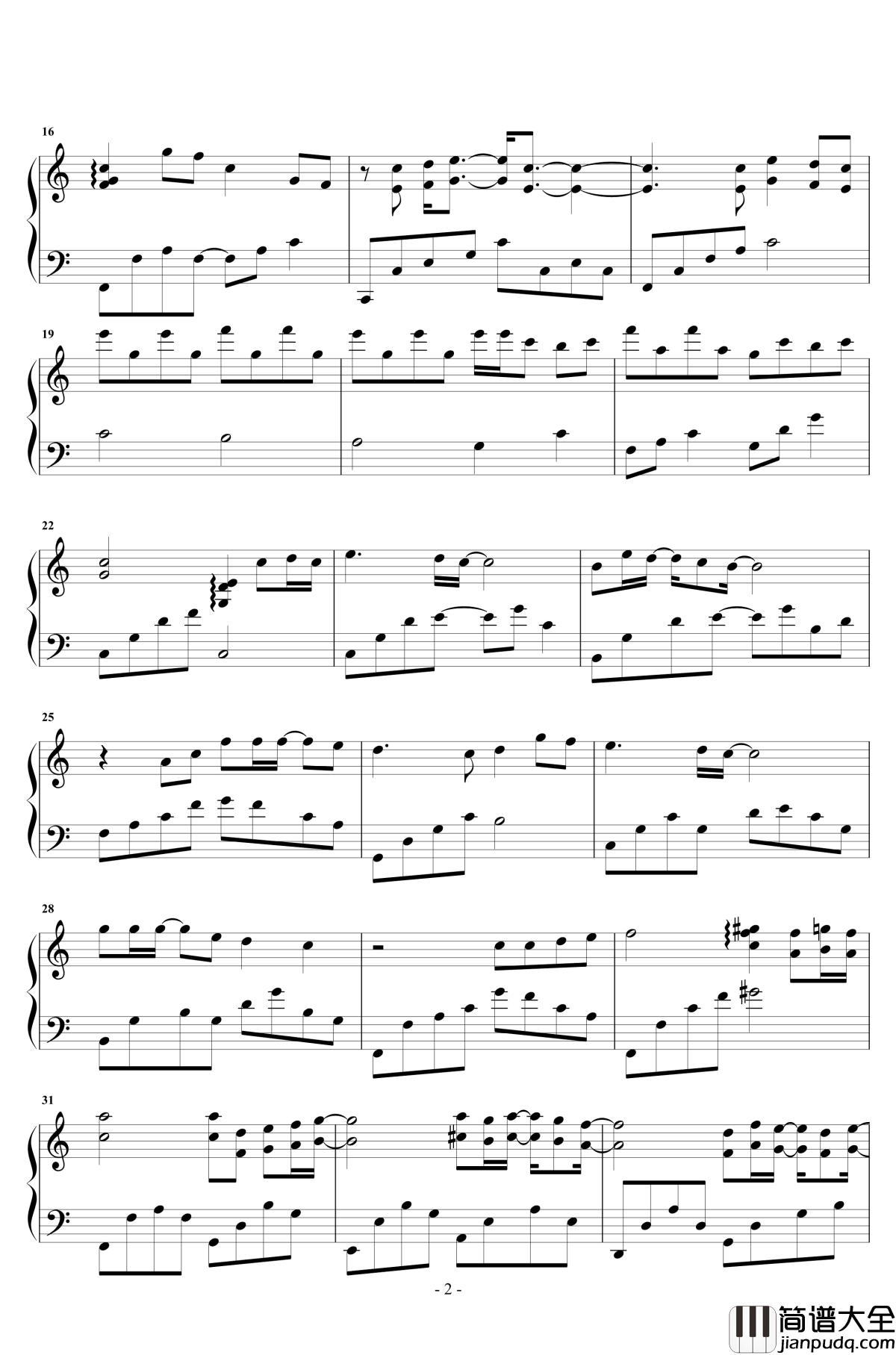 喜欢上你的内心活动钢琴谱_陈绮贞