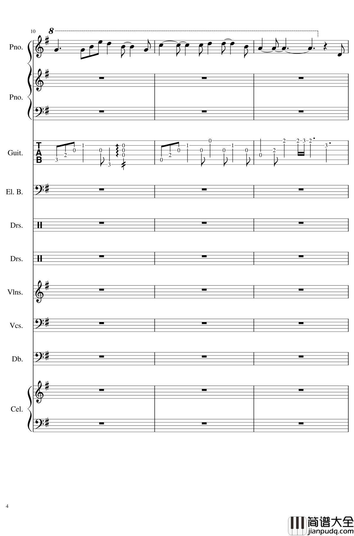 如果有来生钢琴谱_总谱_乐队谱