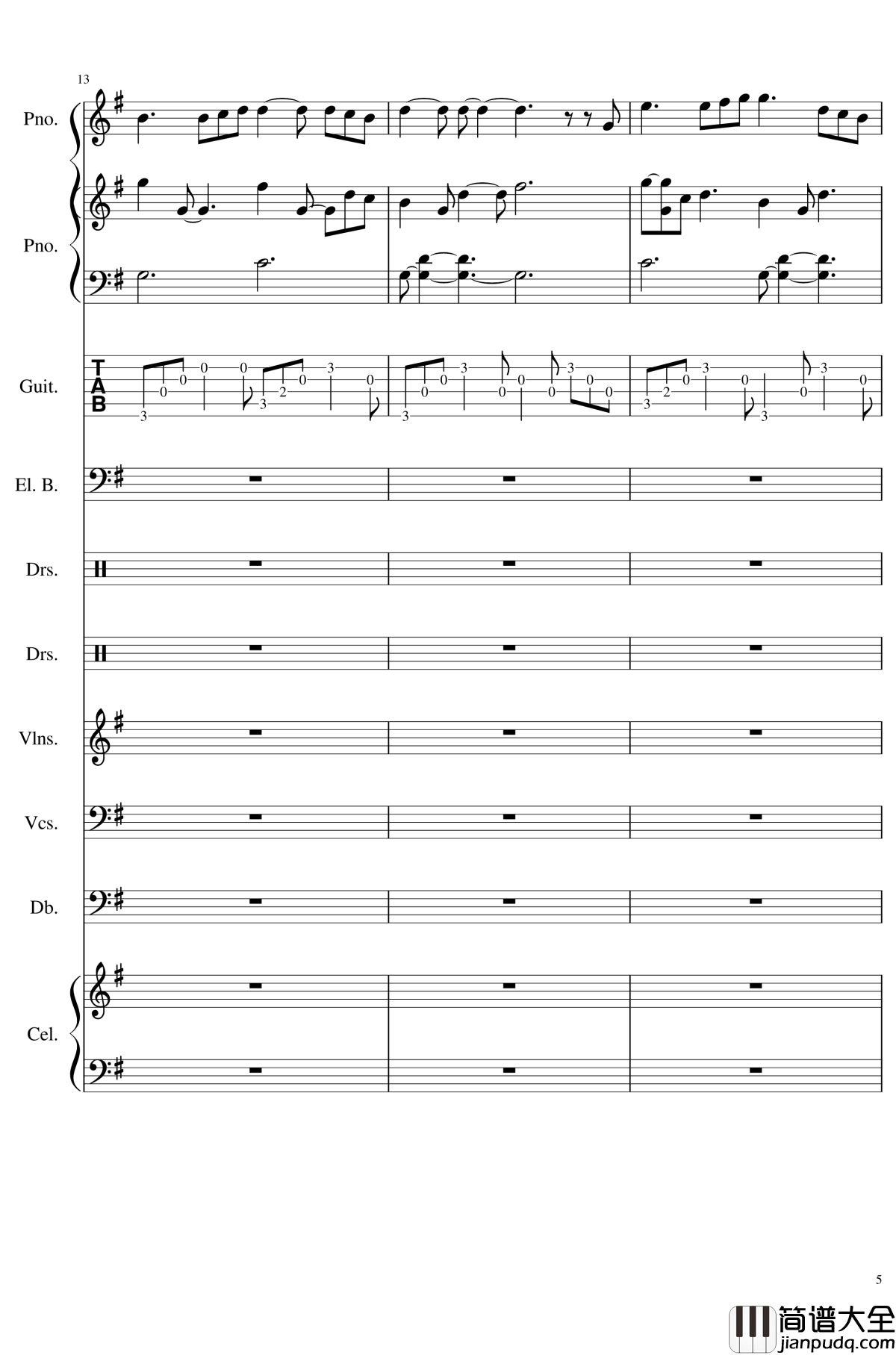 如果有来生钢琴谱_总谱_乐队谱