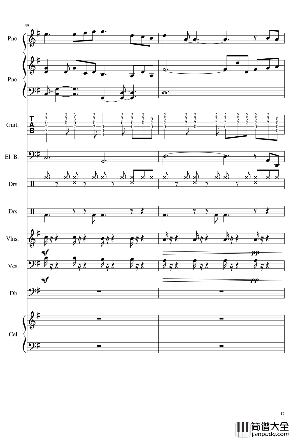 如果有来生钢琴谱_总谱_乐队谱