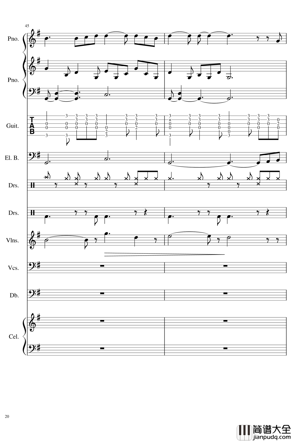 如果有来生钢琴谱_总谱_乐队谱