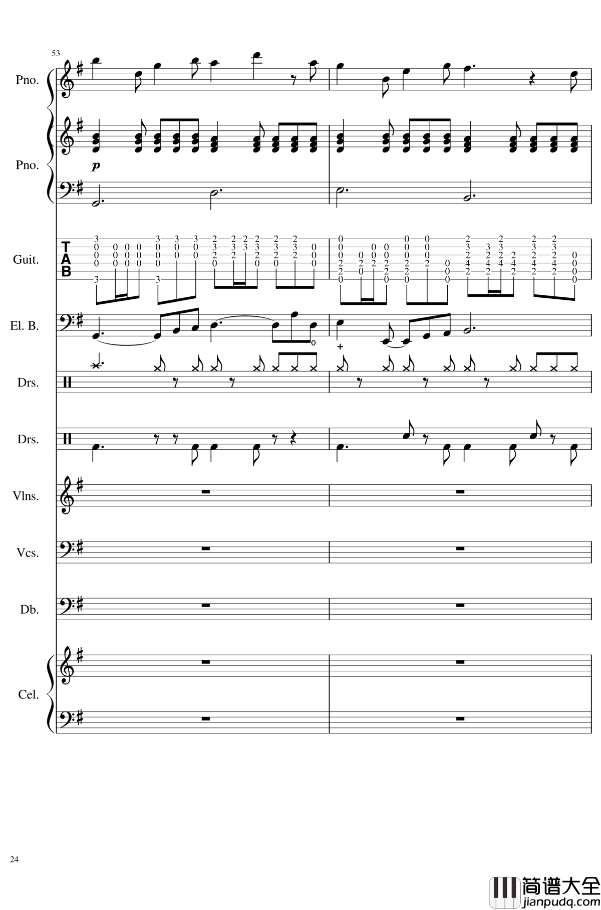 如果有来生钢琴谱_总谱_乐队谱