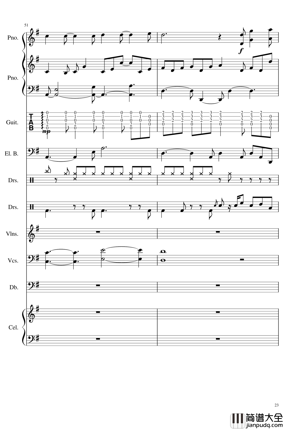 如果有来生钢琴谱_总谱_乐队谱