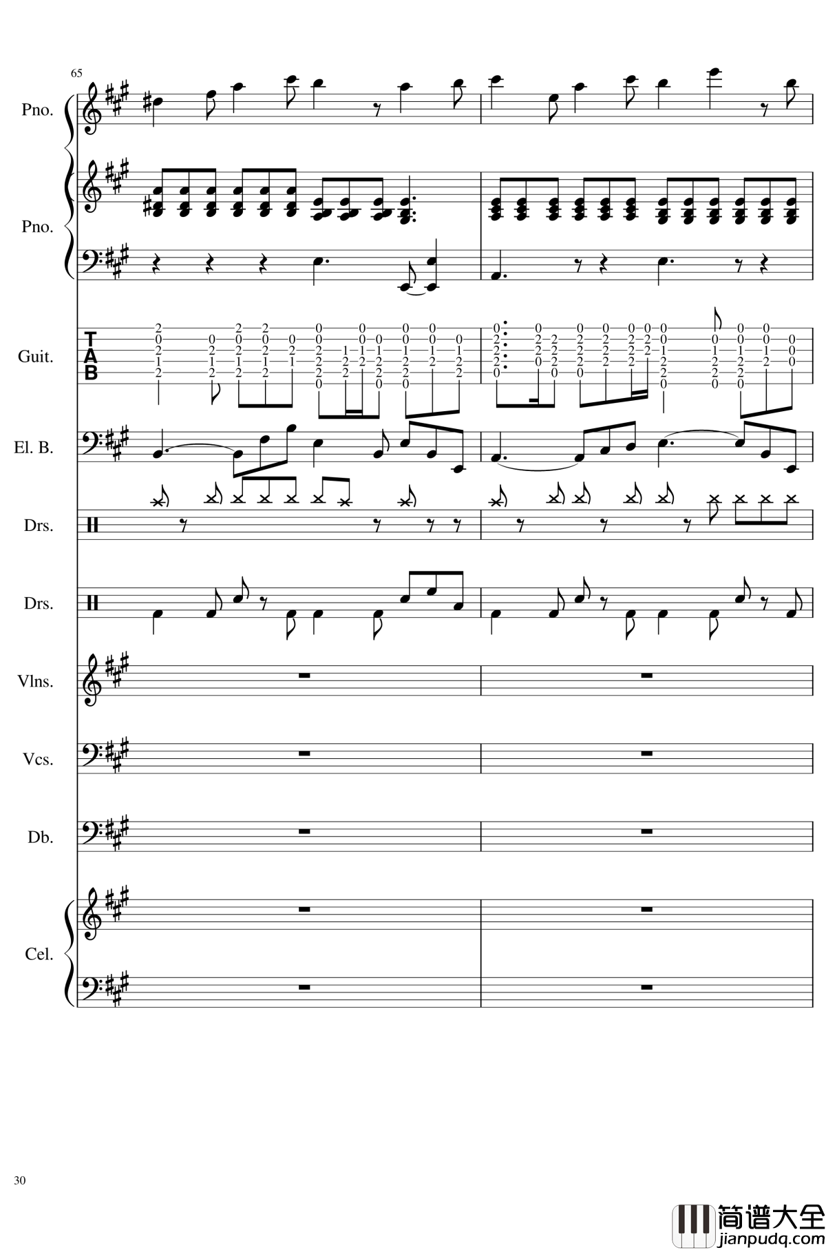 如果有来生钢琴谱_总谱_乐队谱