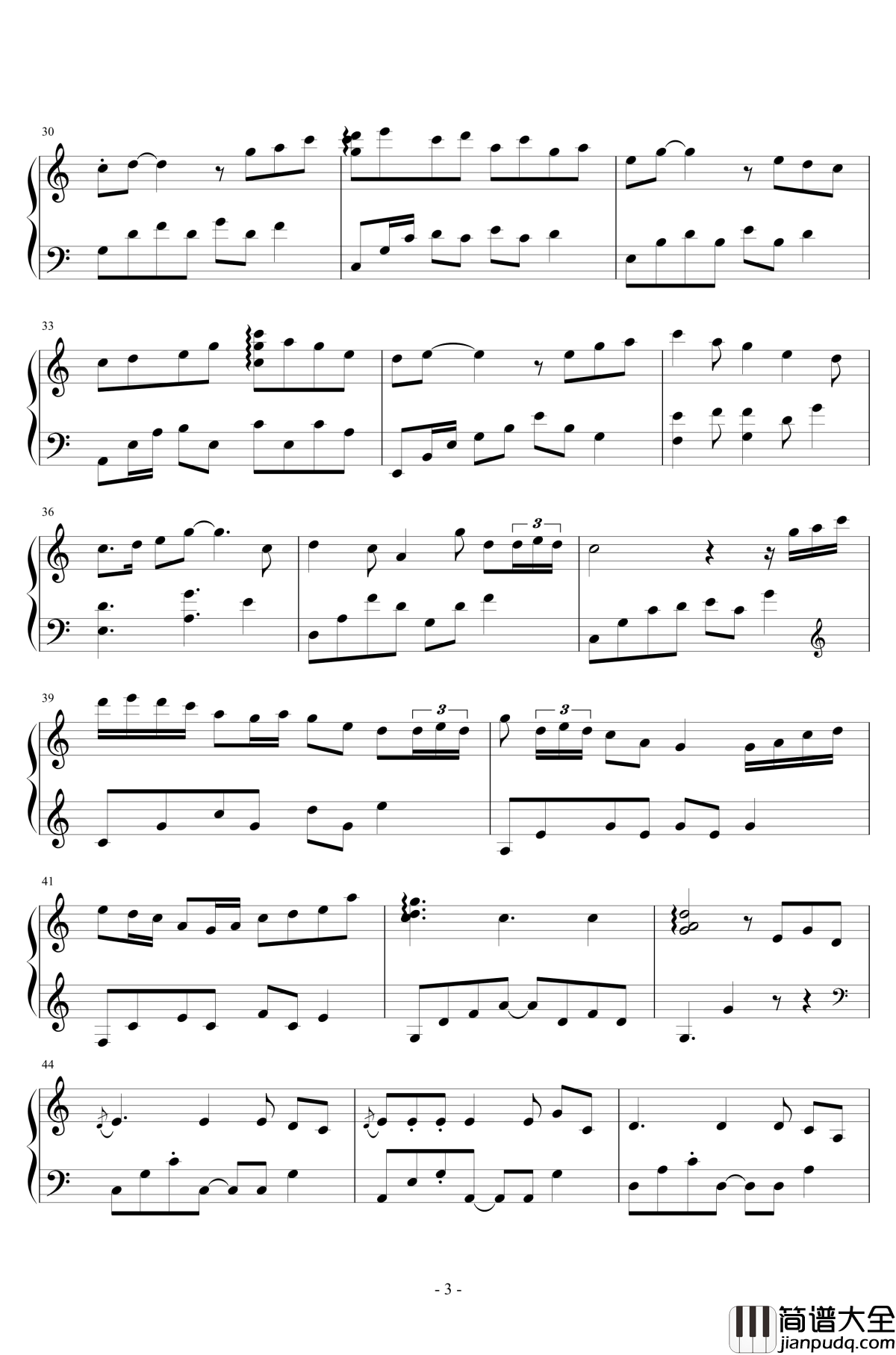 楚天舒钢琴谱_昼夜版_泽大大扒