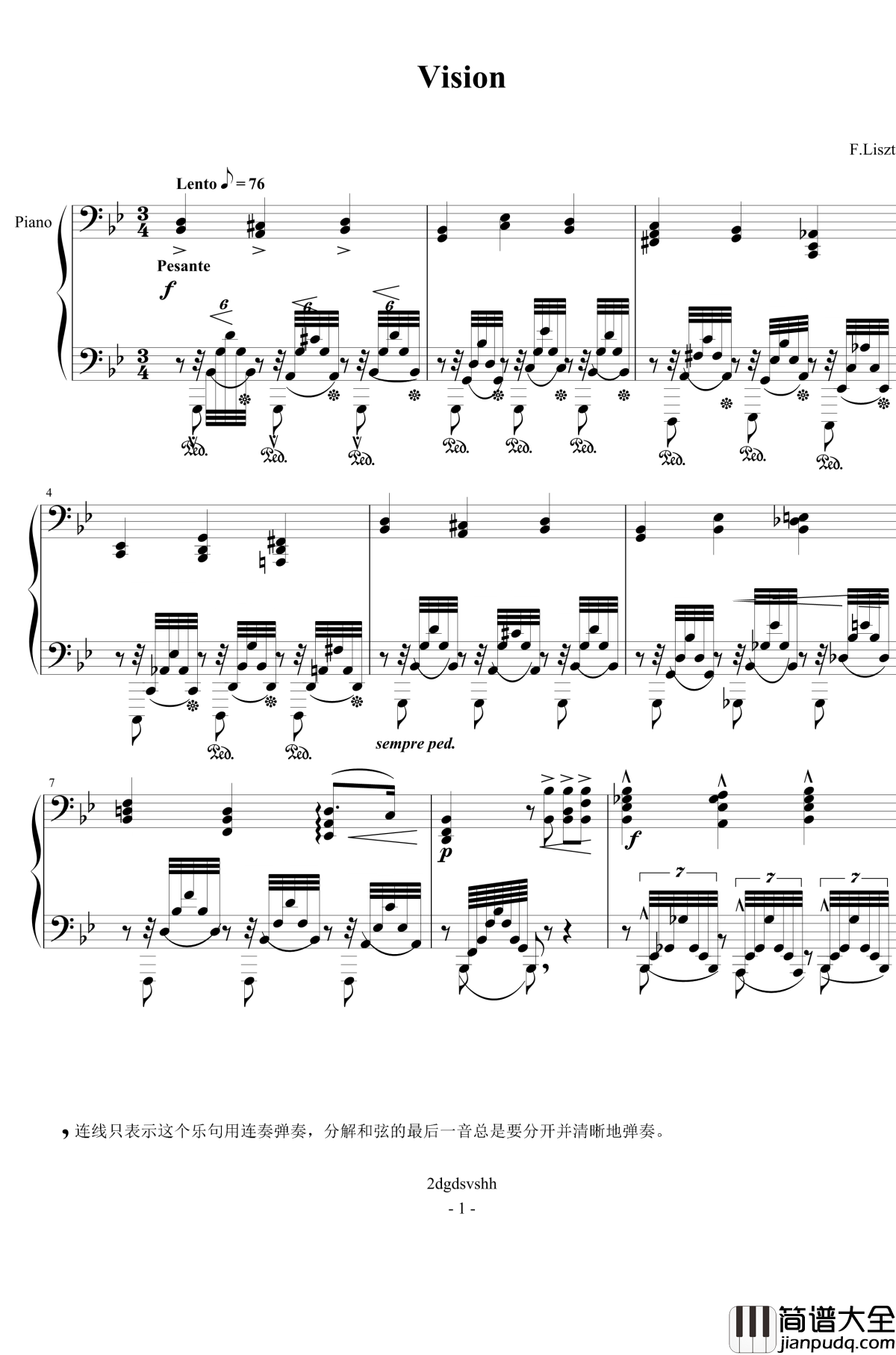 vision钢琴谱_李斯特超技练习曲6_李斯特